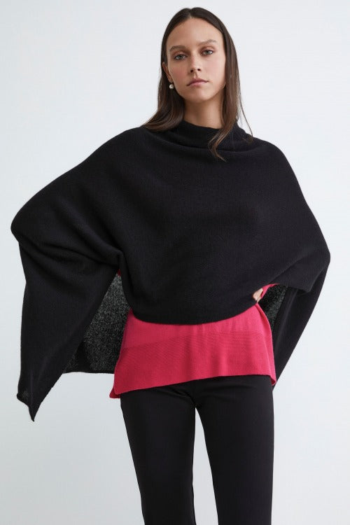 Cashmere cape - BLACK