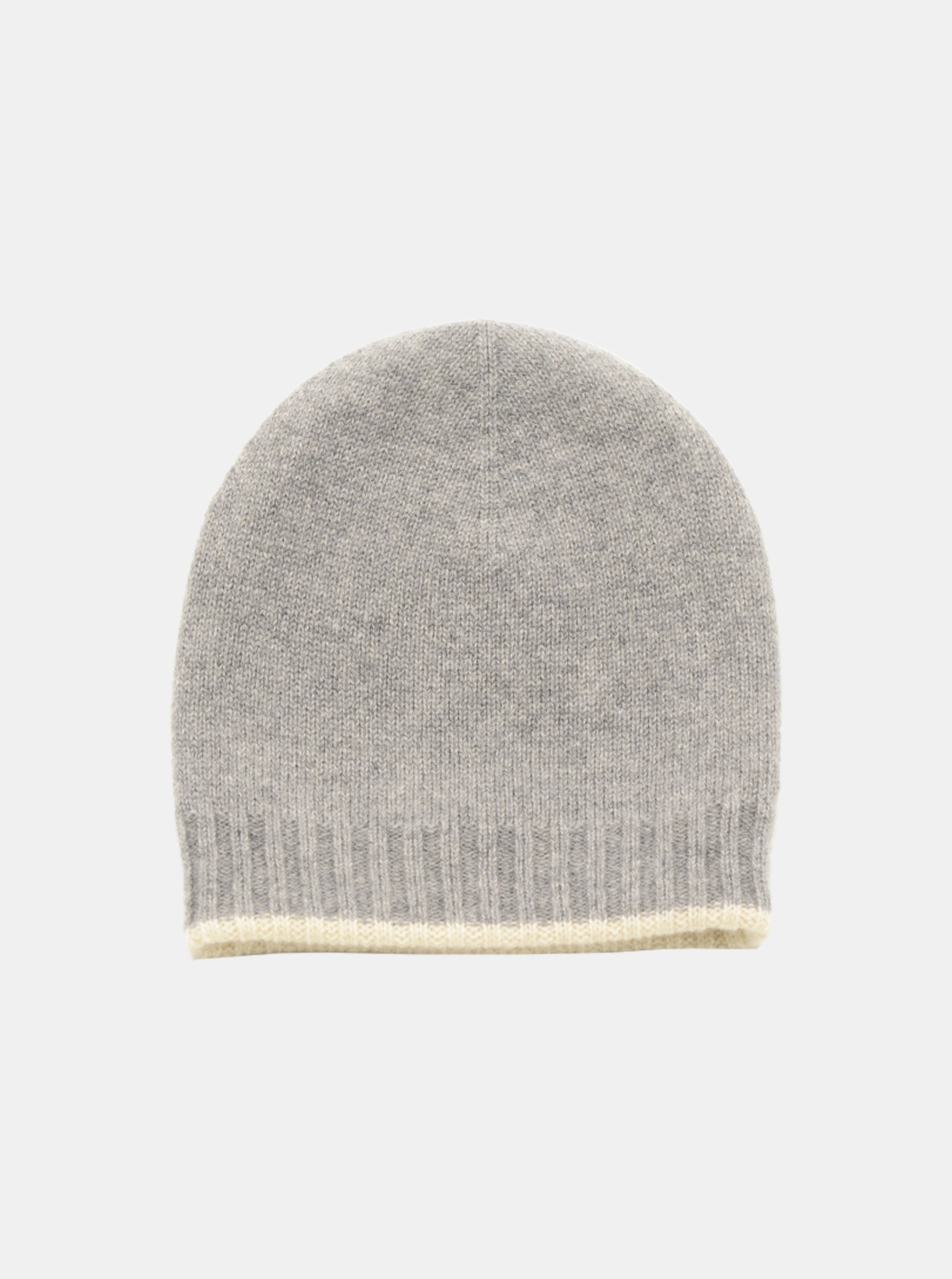 Cashmere beanie - Cream-Medium grey