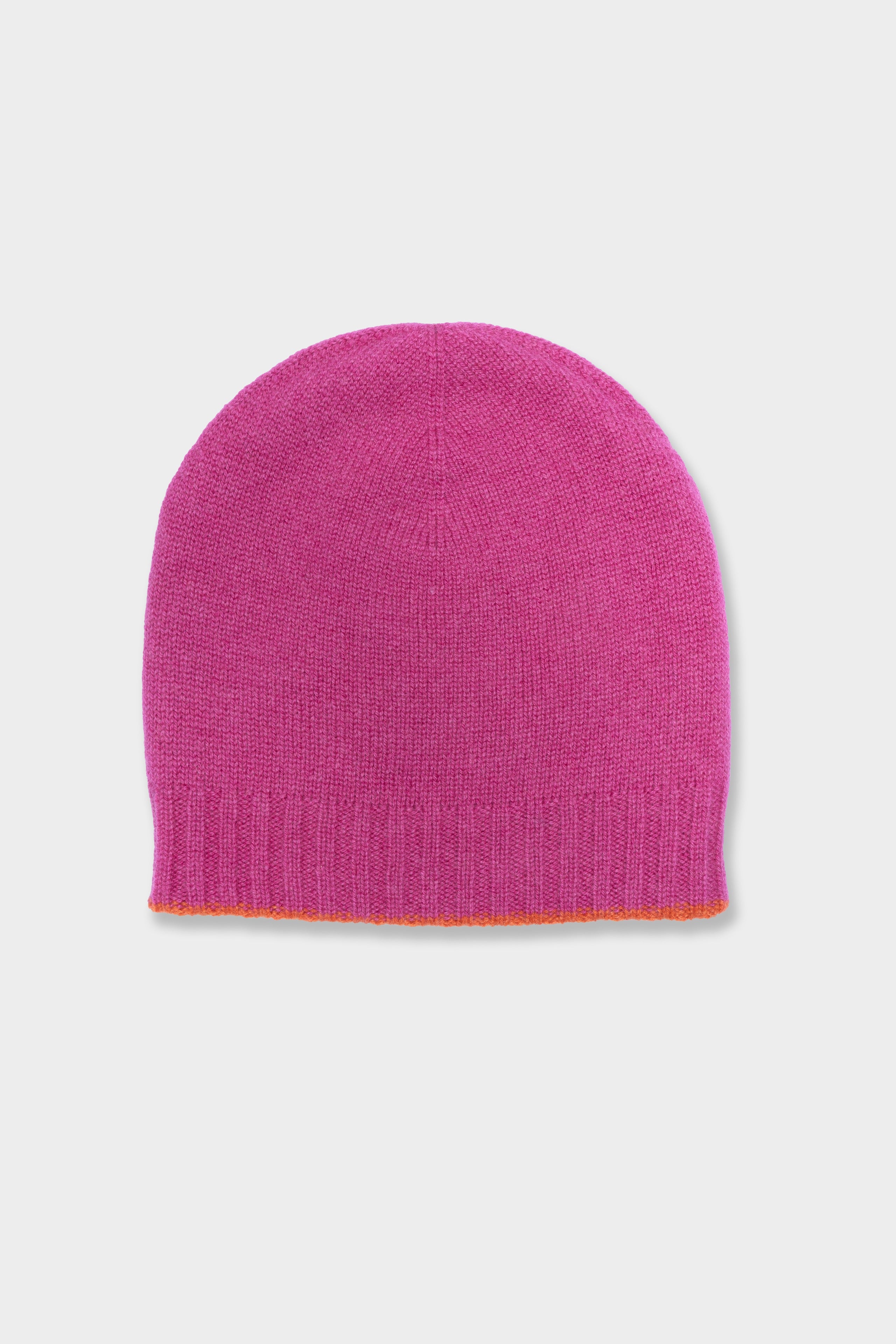 Cashmere beanie - Orange-Fuchsia