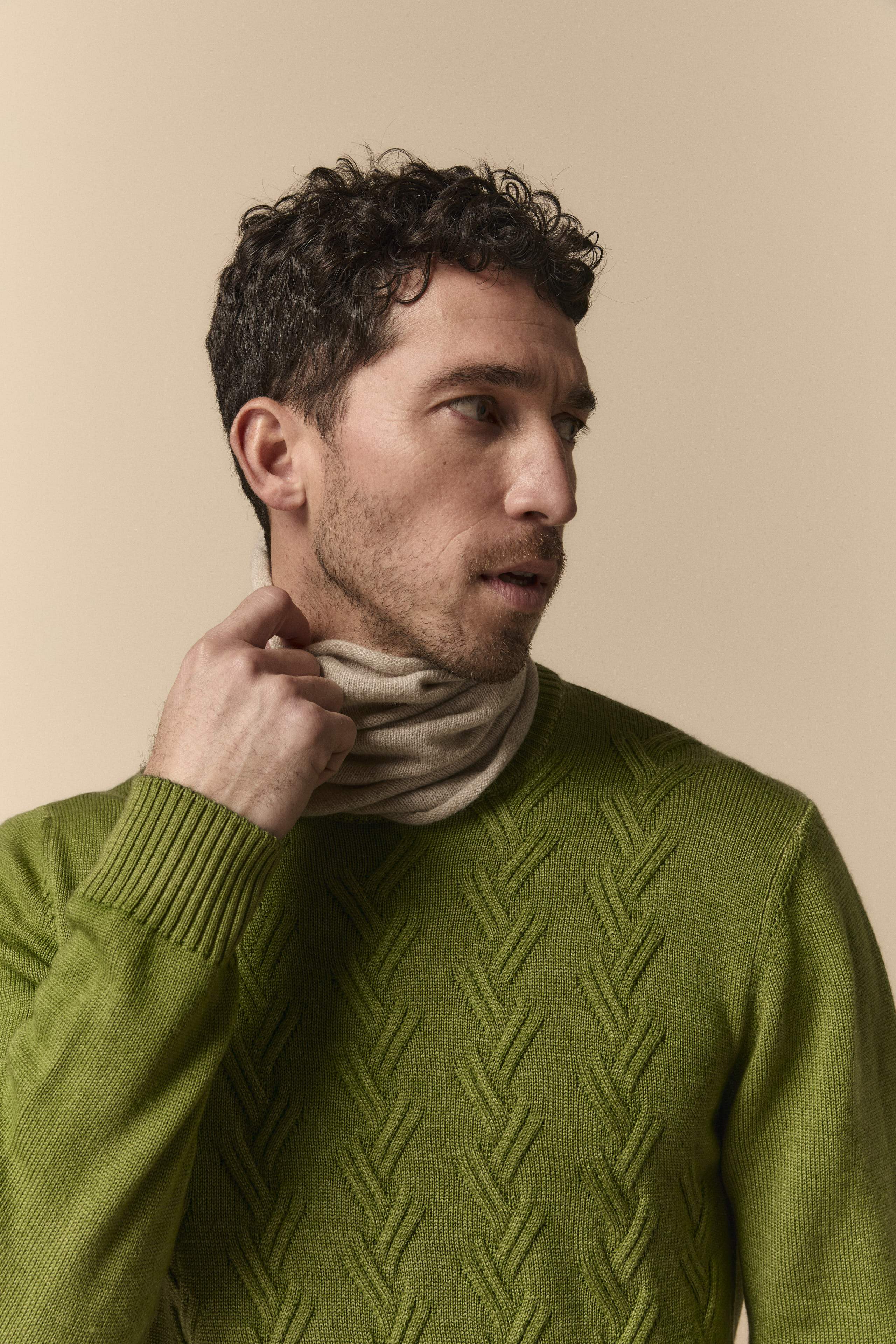 Cashmere knit collar - BEIGE