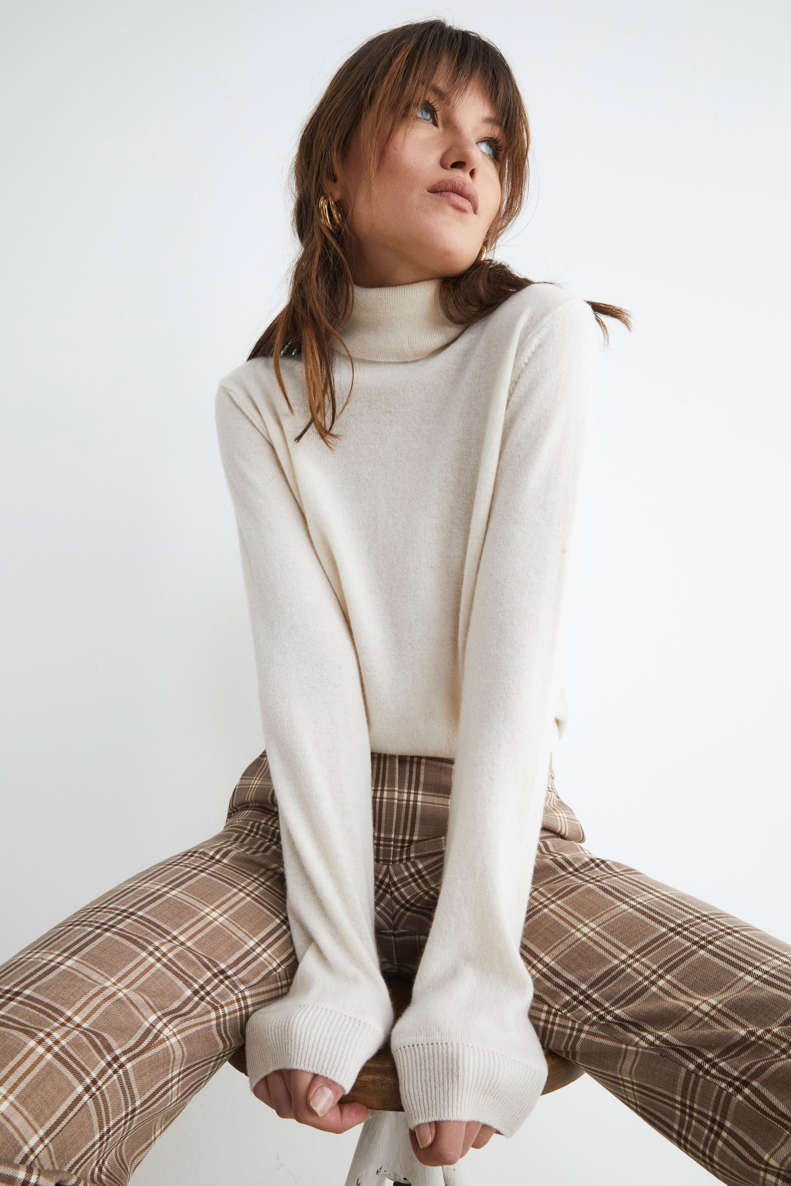 Wool and cashmere turtleneck - Cream white