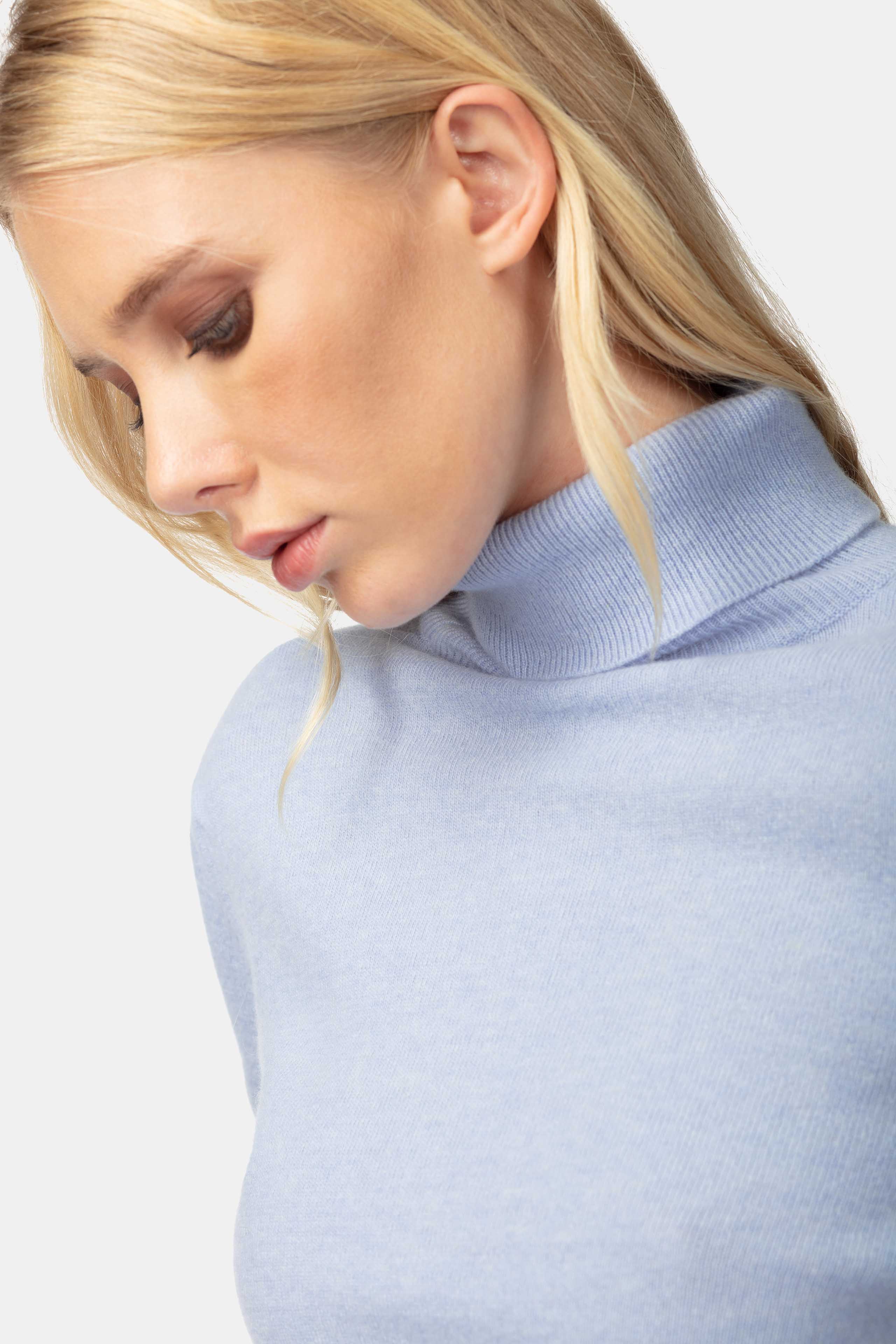 Wool and cashmere turtleneck - Light blue