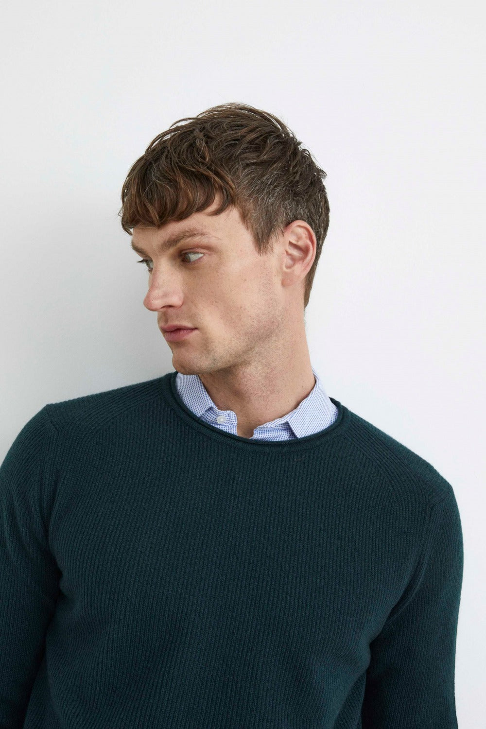 Ribbed cashmere crewneck pullover - Green