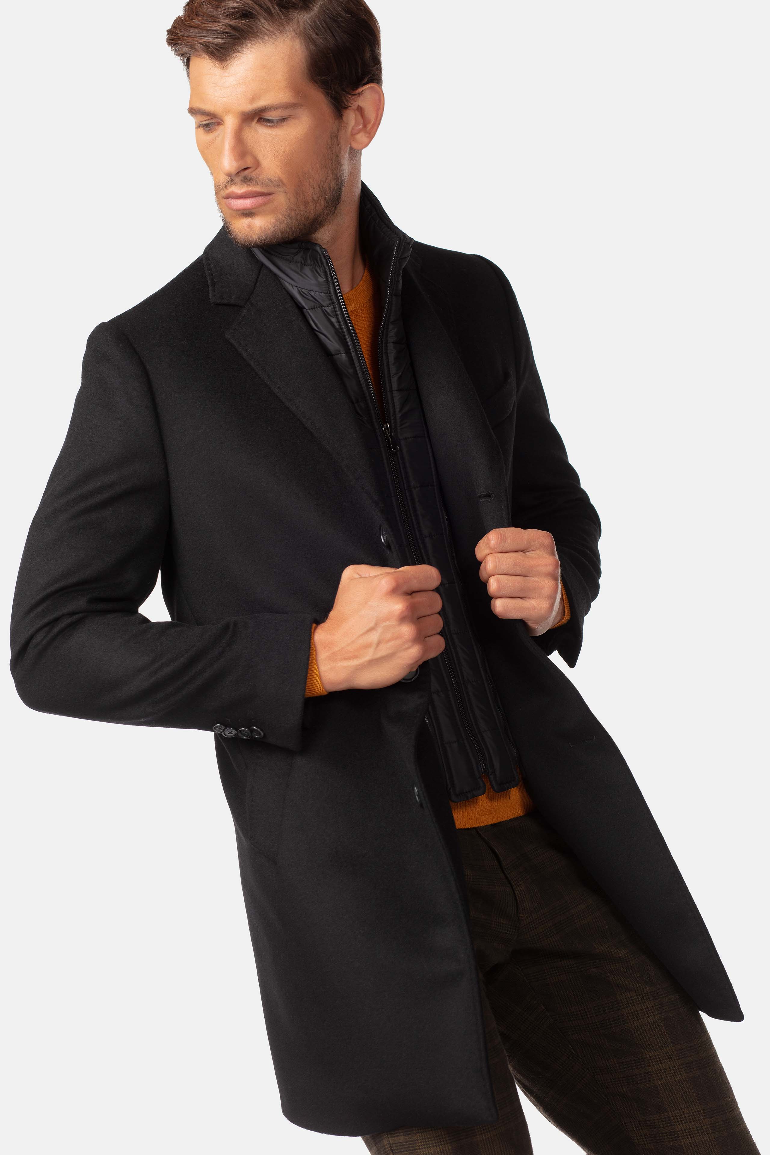 Manteau en laine et cachemire - NOIR