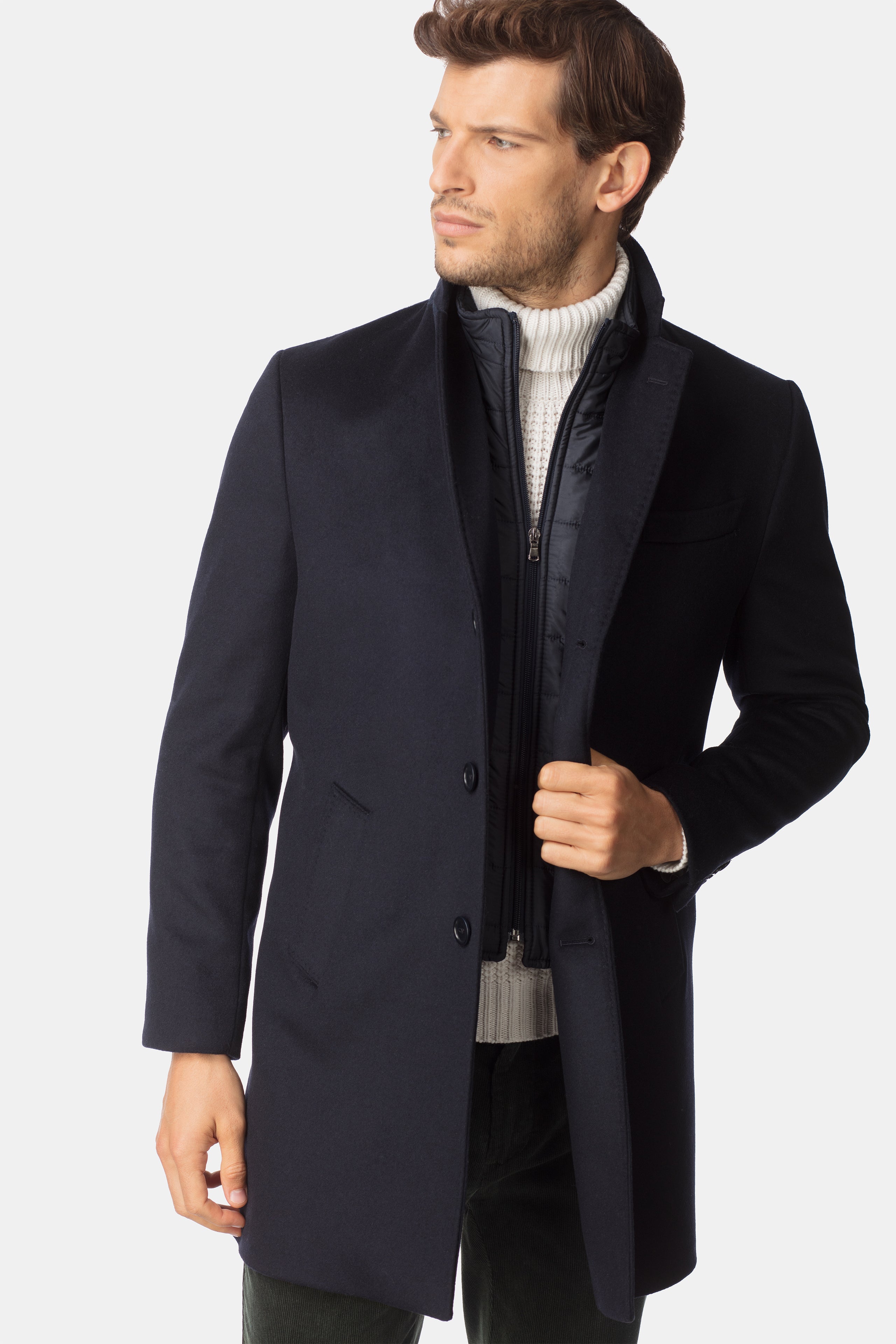 Manteau en laine et cachemire - BLEU