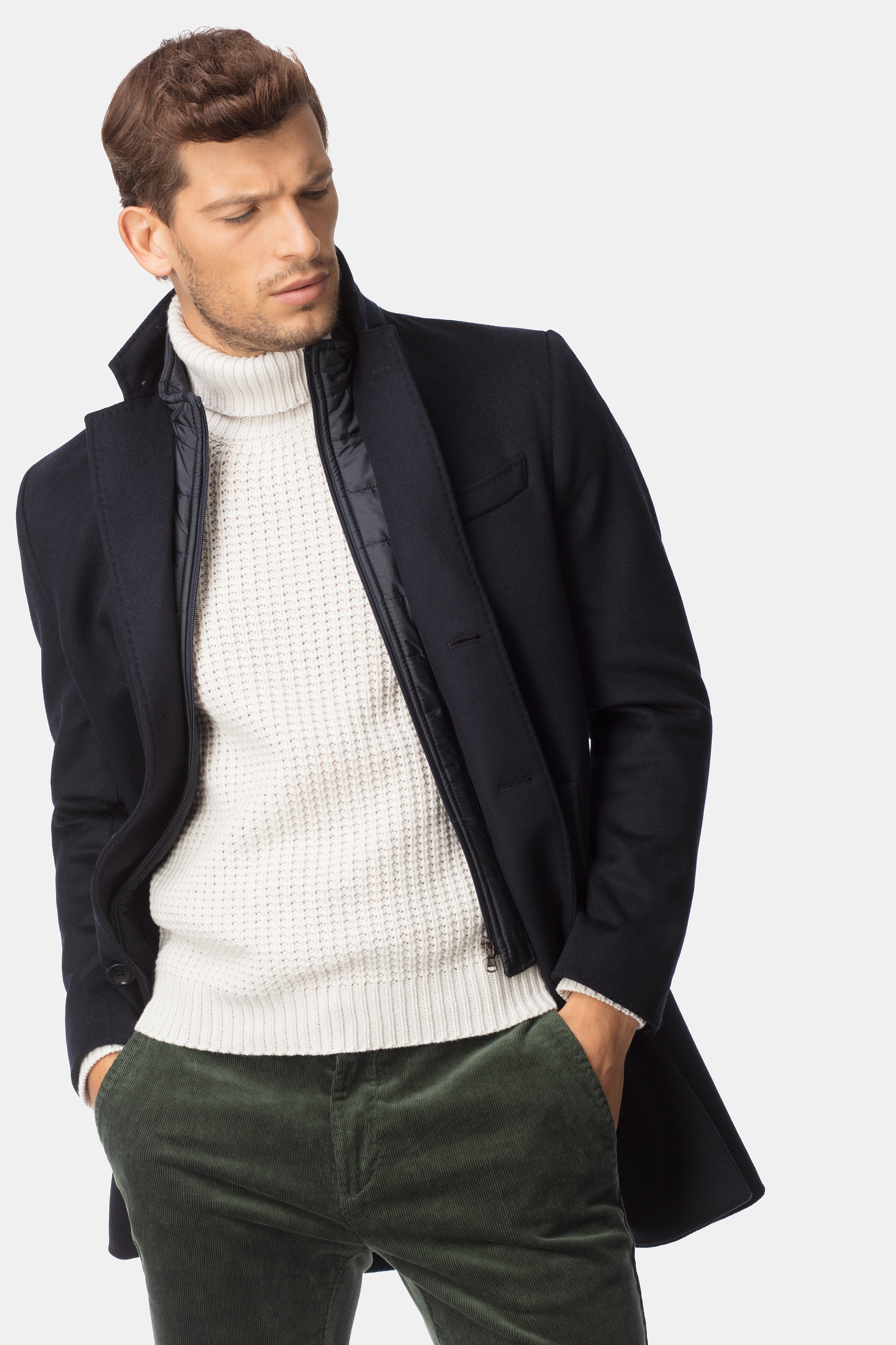 Wool and cashmere coat - BLUE