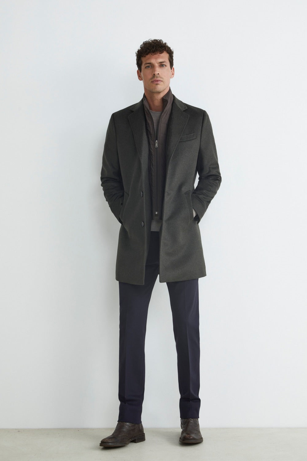 Wool and cashmere coat - GREEN