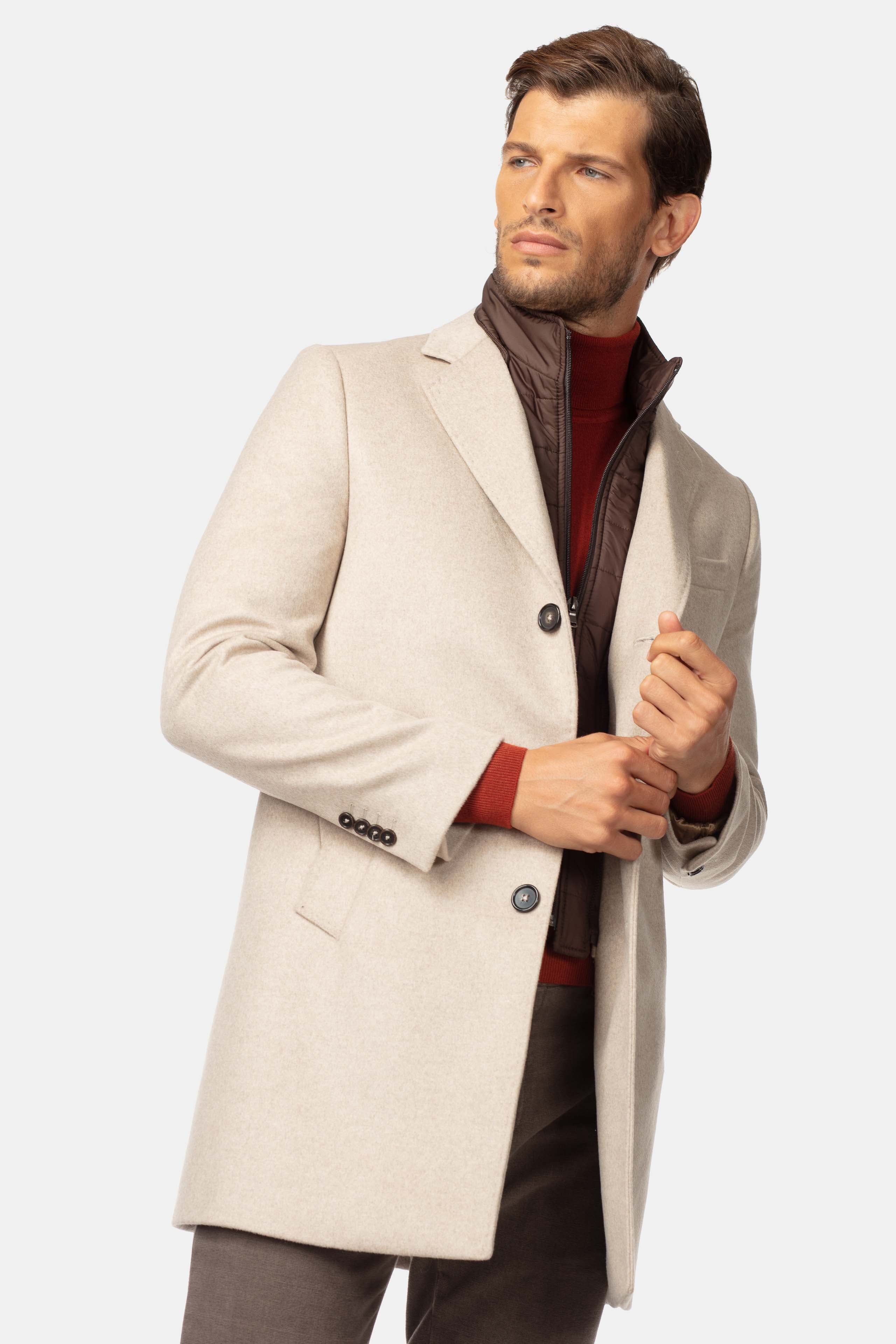 Beige overcoat mens wool on sale