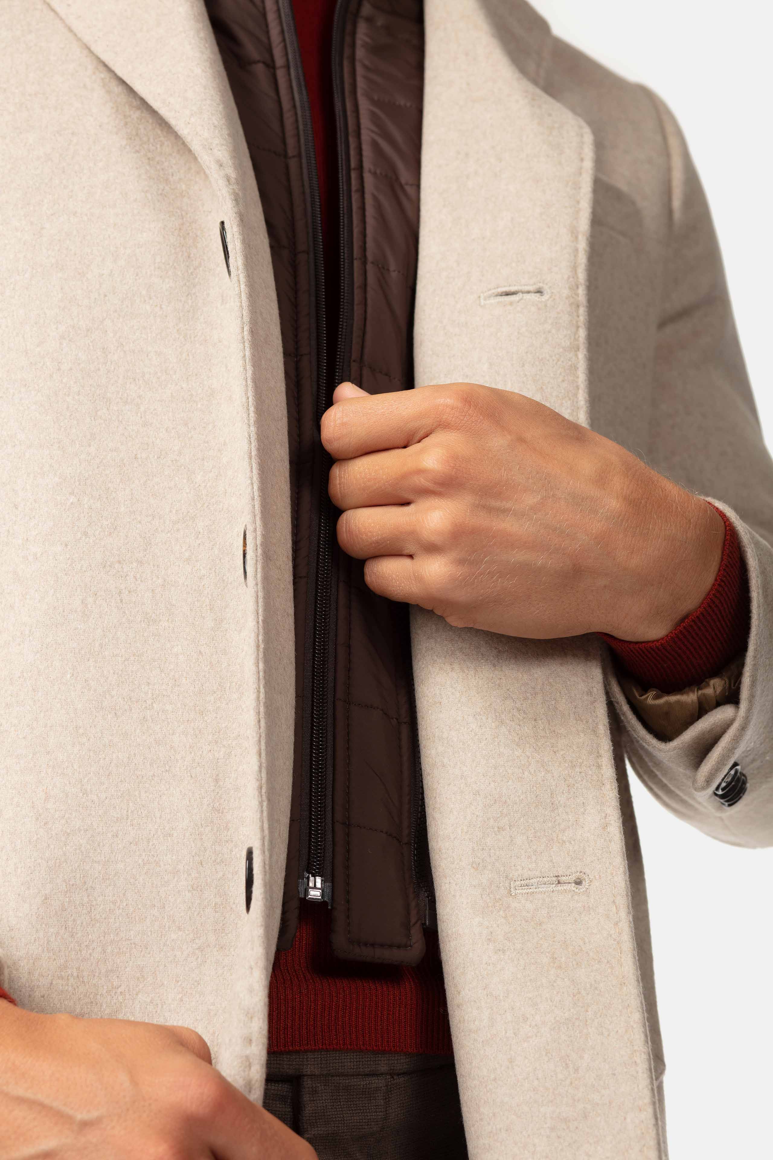 Manteau en laine et cachemire - BEIGE