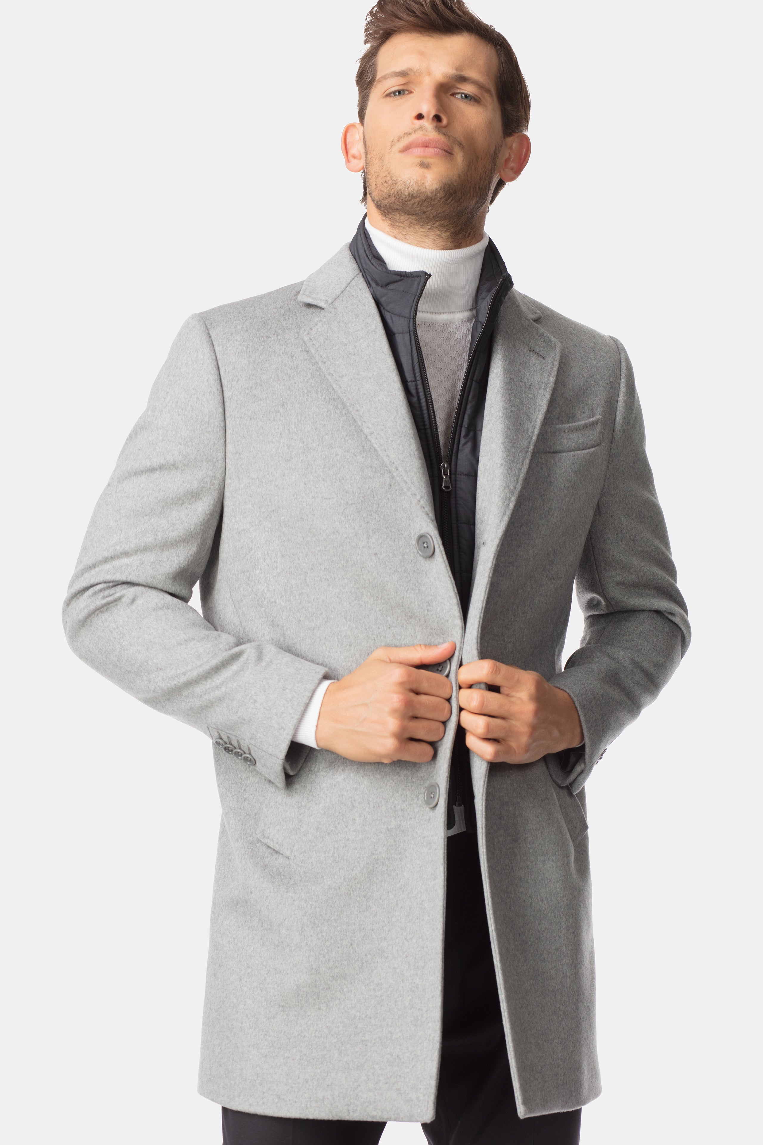 Cappotto in lana e cashmere - GRIGIO CHIARO