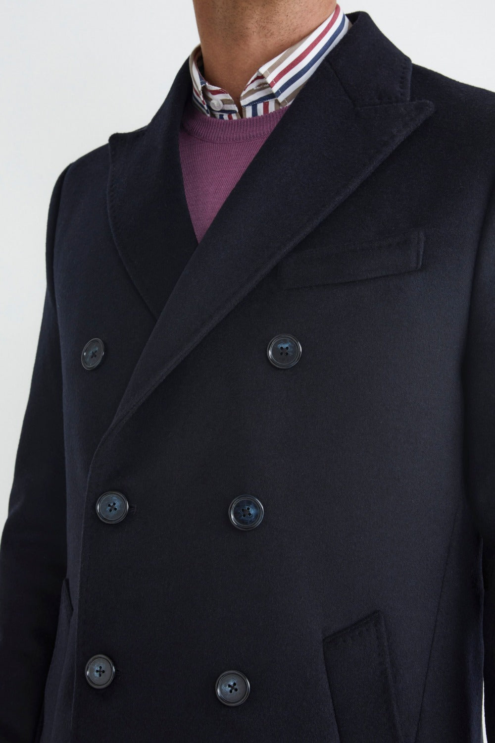 Cappotto doppiopetto in lana e cashmere - BLU