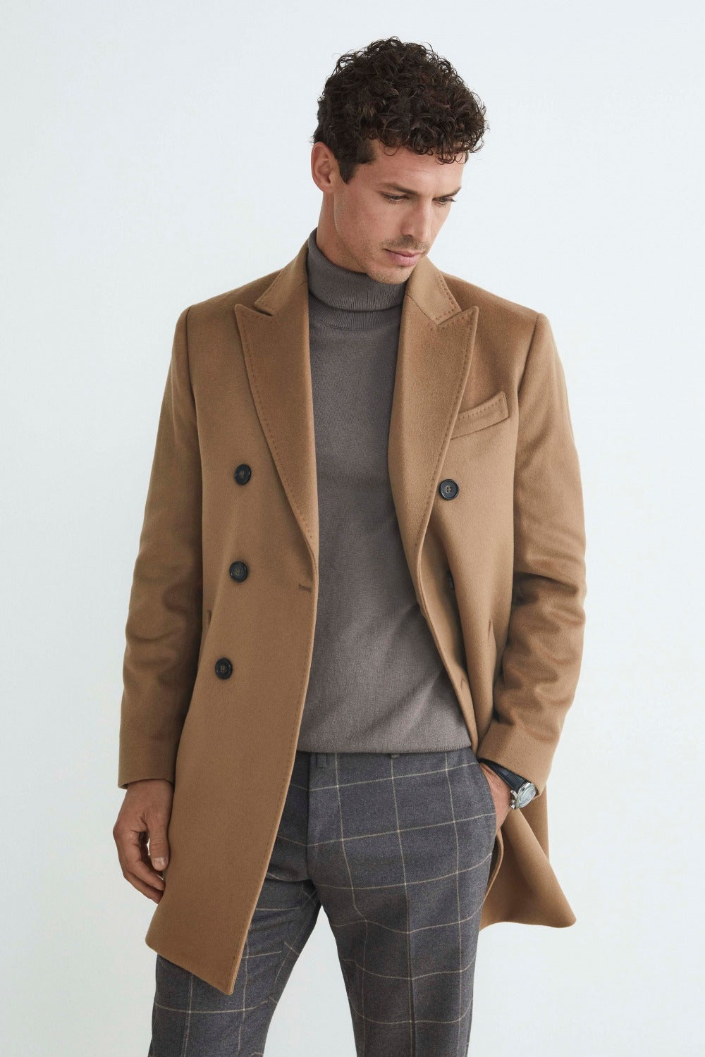 Wool and cashmere double-breasted coat - CAMMELLO