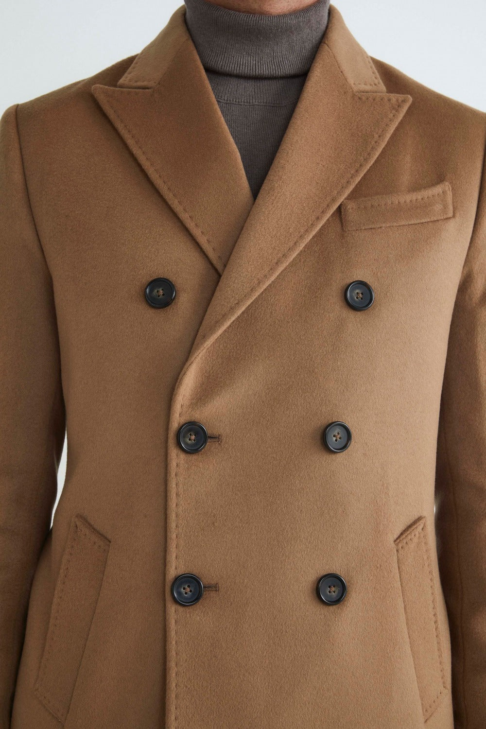 Wool and cashmere double-breasted coat - CAMEL