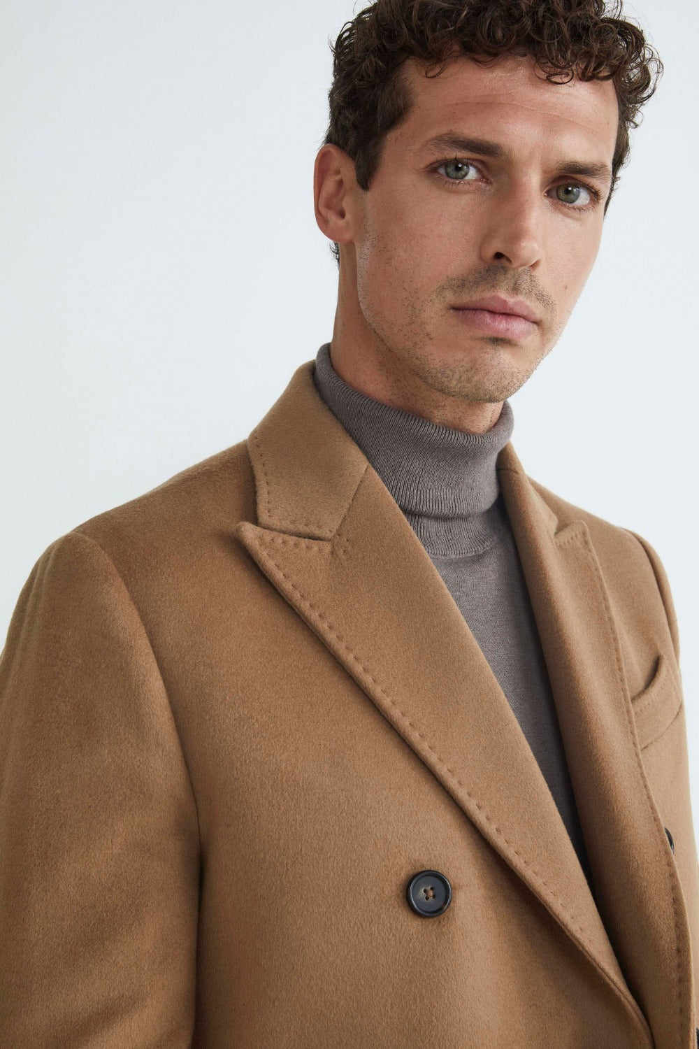 Wool and cashmere double-breasted coat - CAMEL