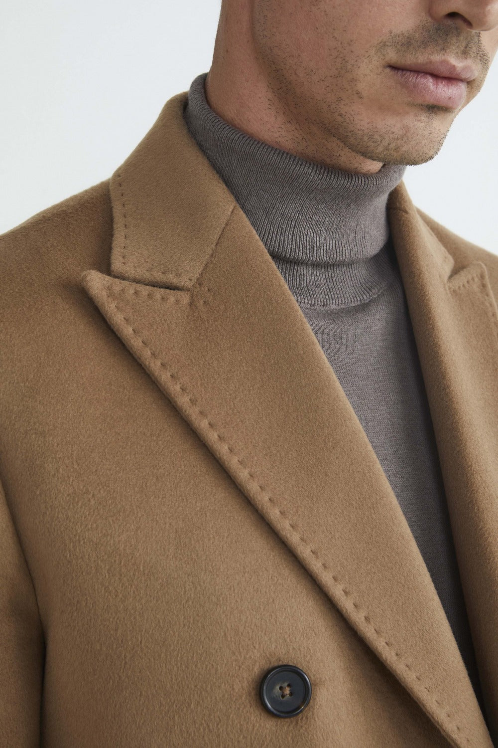 Wool and cashmere double-breasted coat - CAMEL