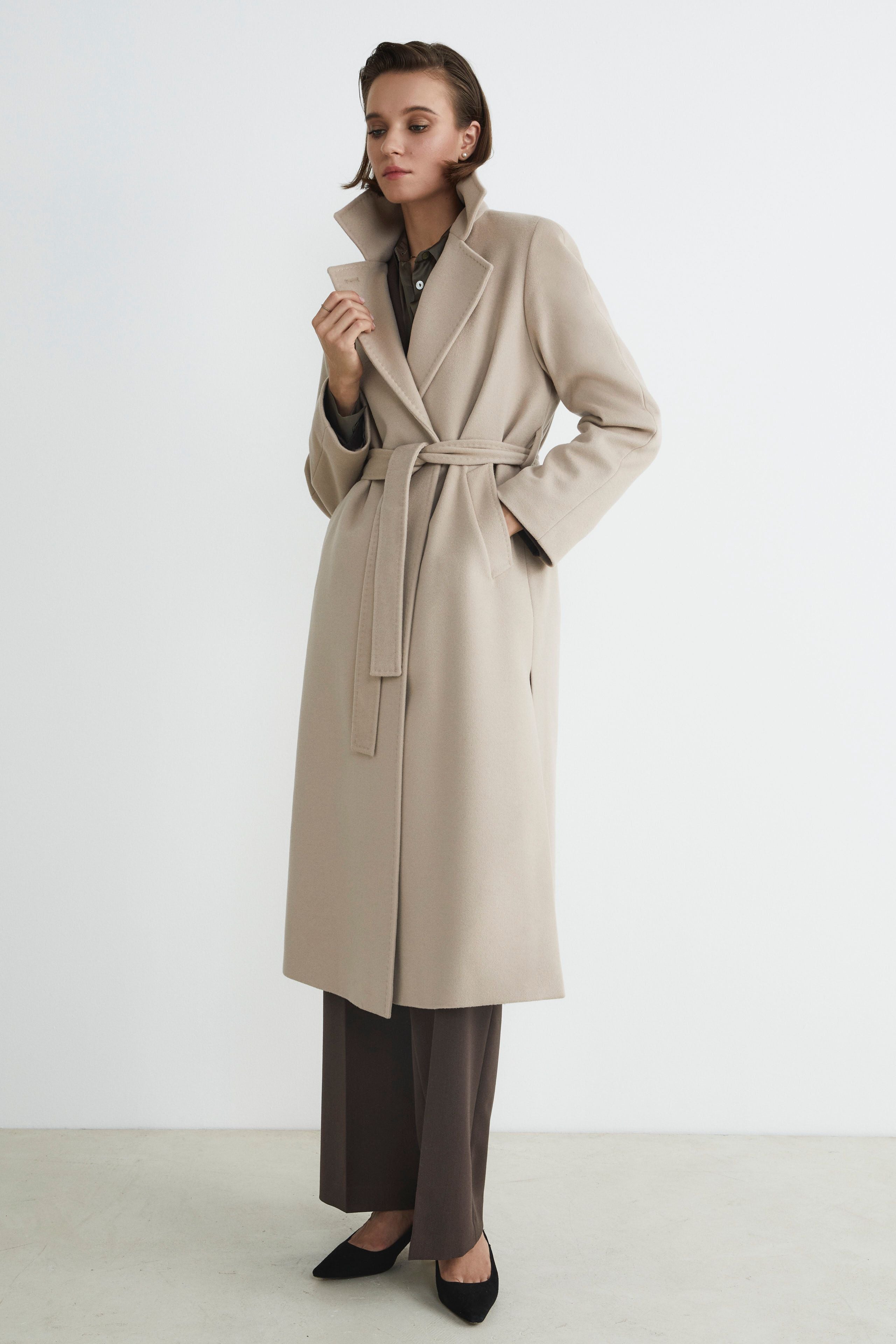 Cappotto lungo in lana e cashmere - GESSO