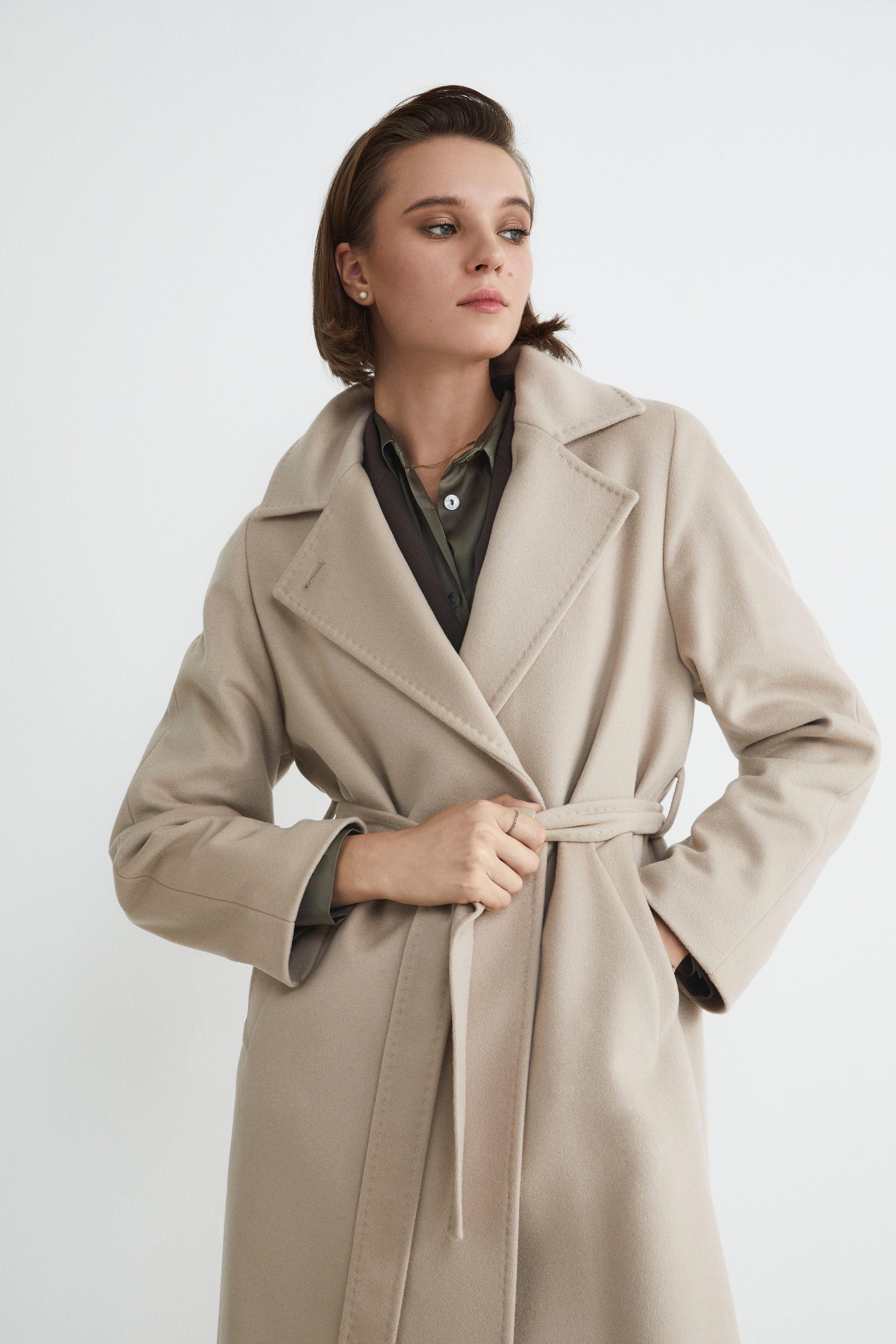 Cappotto lungo in lana e cashmere - GESSO