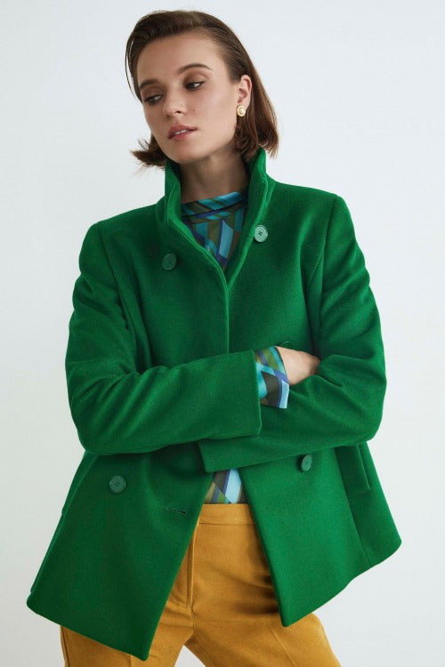 Cappotto corto doppiopetto - VERDE PRATO