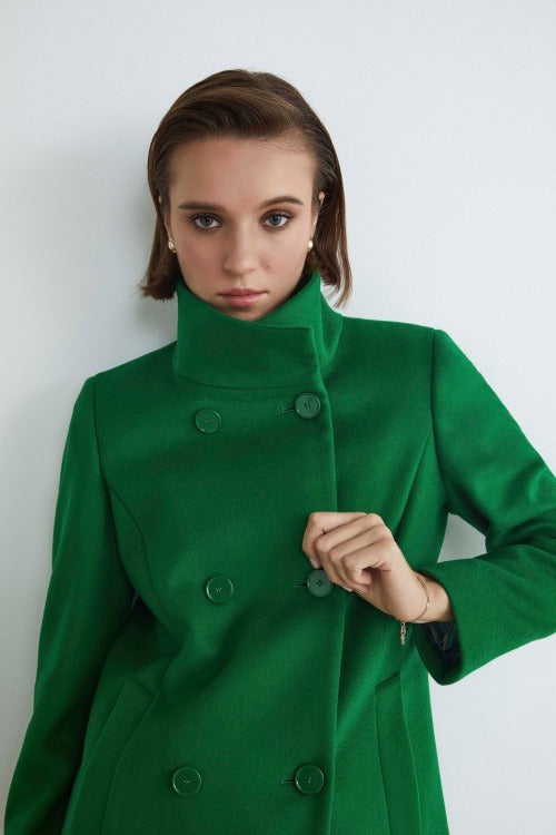 Manteau court à double boutonnage - Vert de l'herbe