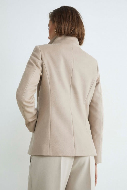 Manteau court à double boutonnage - Blanc craie