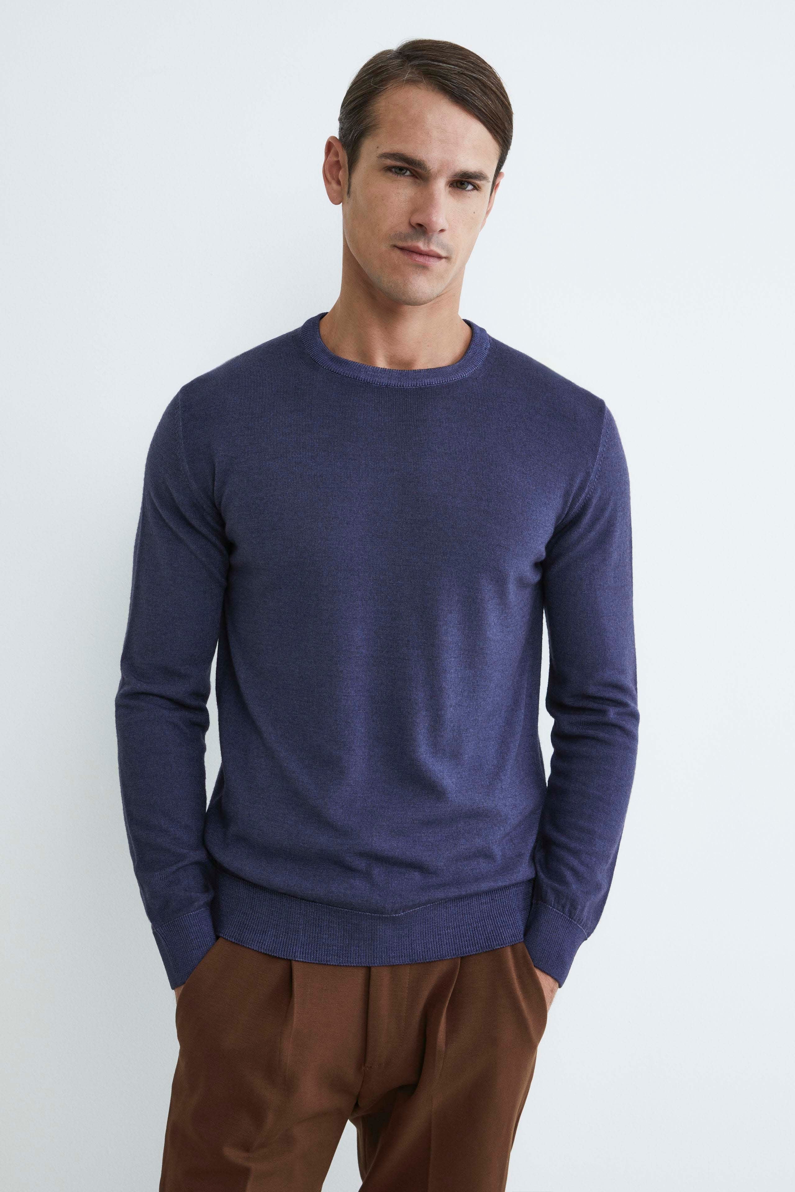 Maglia girocollo in lana merino - JEANS