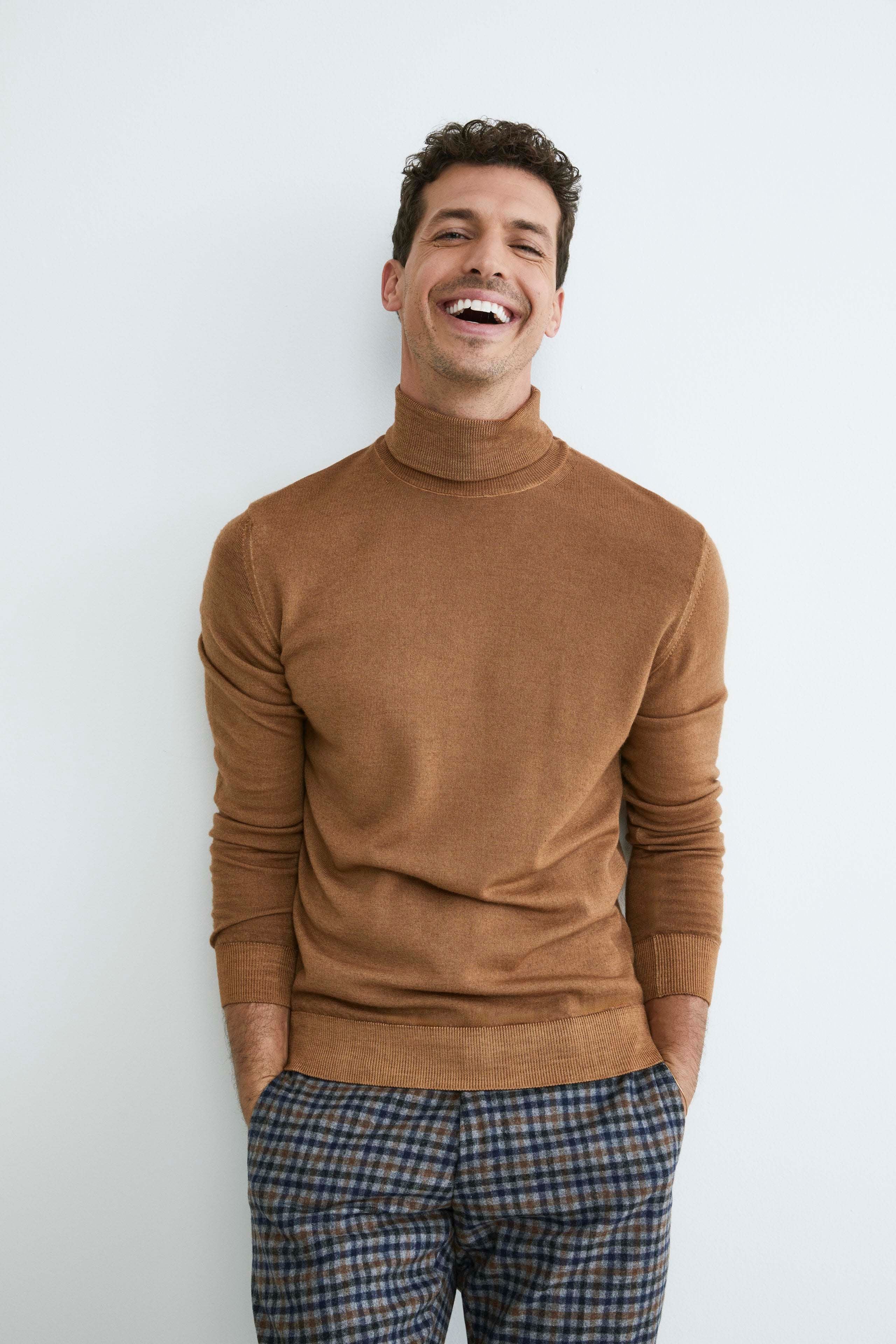 Merino wool turtleneck sweater - Tobacco brown