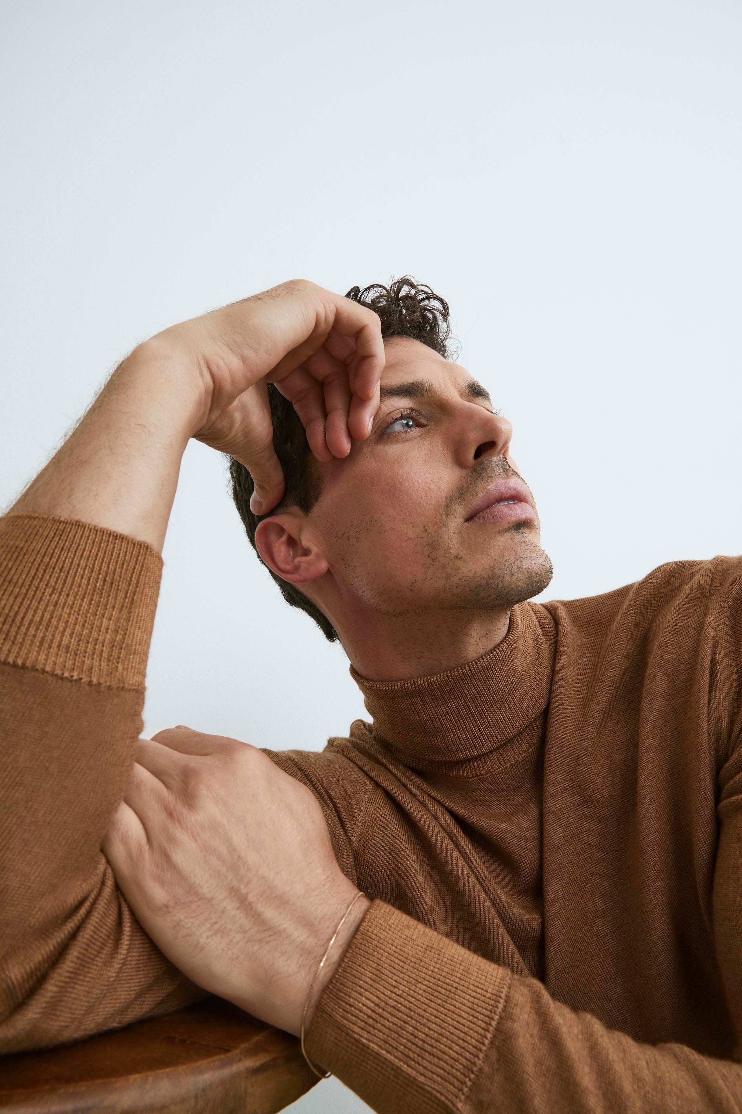 Merino wool turtleneck sweater - Tobacco brown