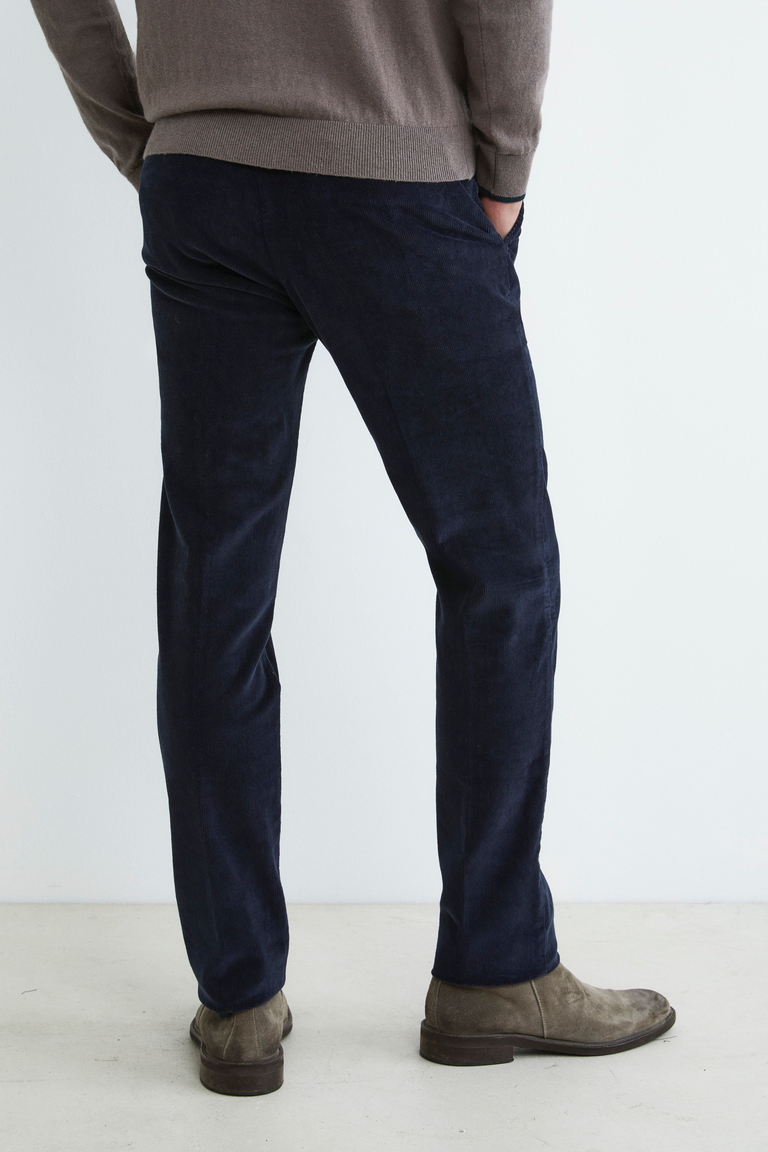 Corduroy slim trousers - BLUE