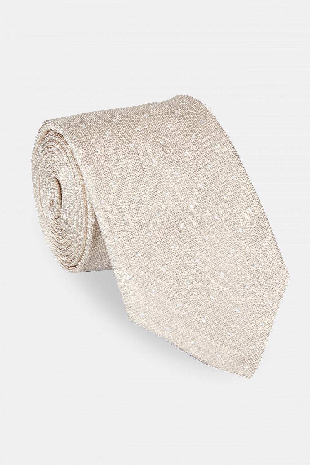 Micro polka dot silk tie - Brown melange