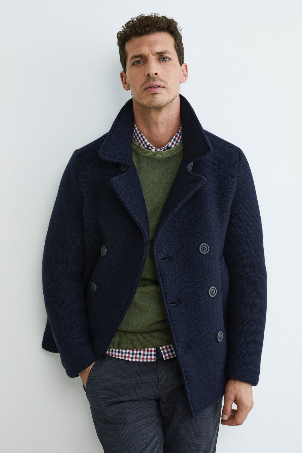 Manteau peacoat à double boutonnage - BLEU