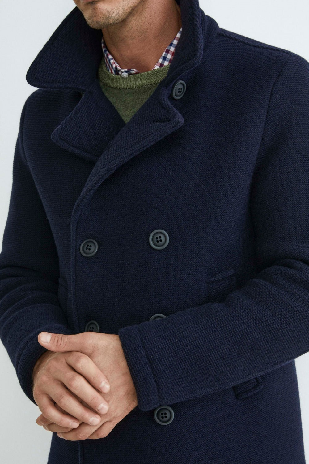 Zweireihiger Peacoat-Mantel - BLAU