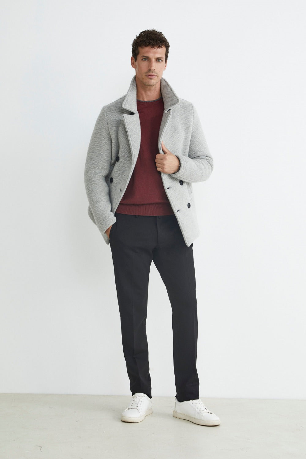 Manteau peacoat à double boutonnage - PERLE