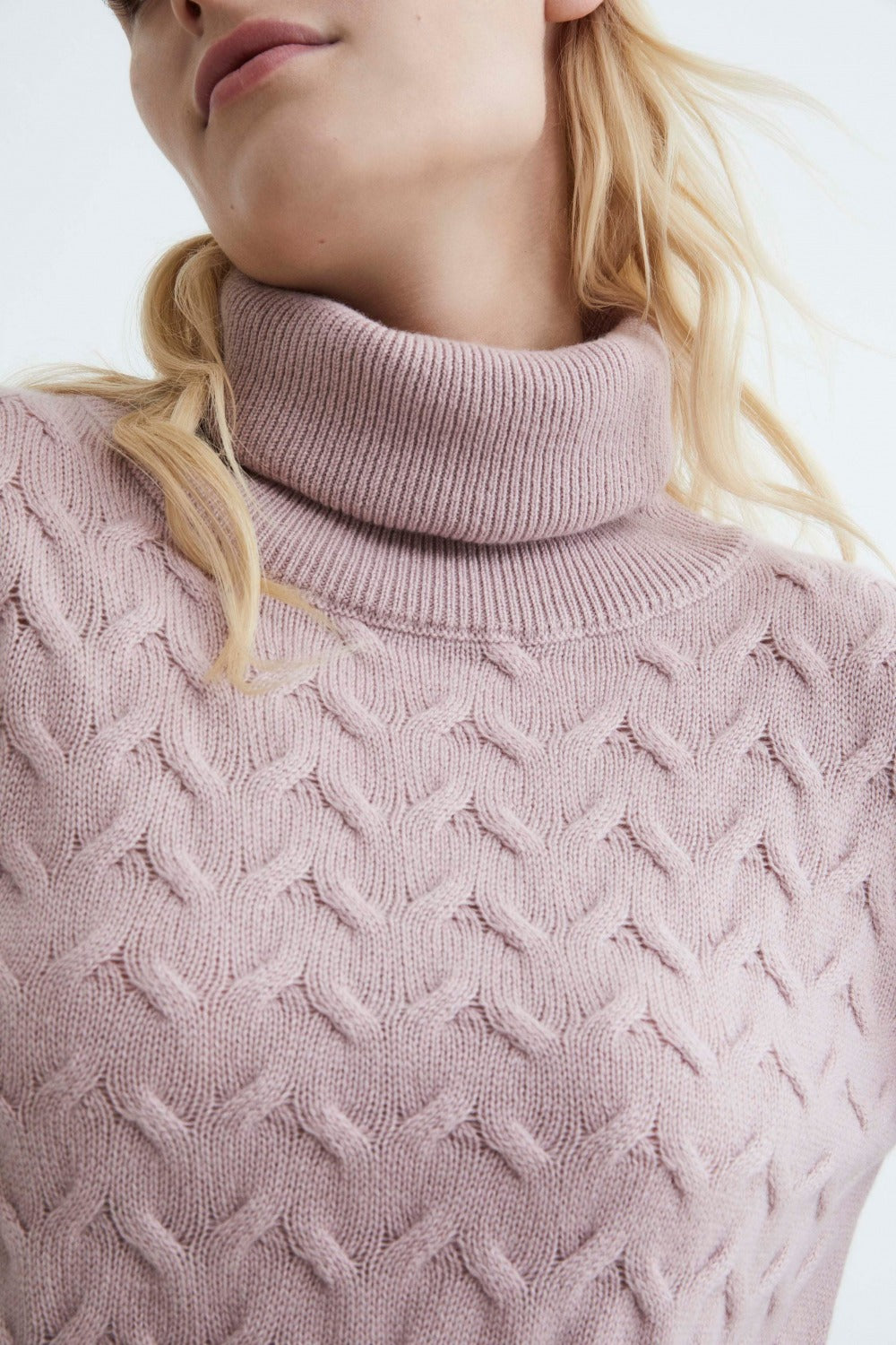 Maglia in cashmere con trecce - ROSA ANTICO