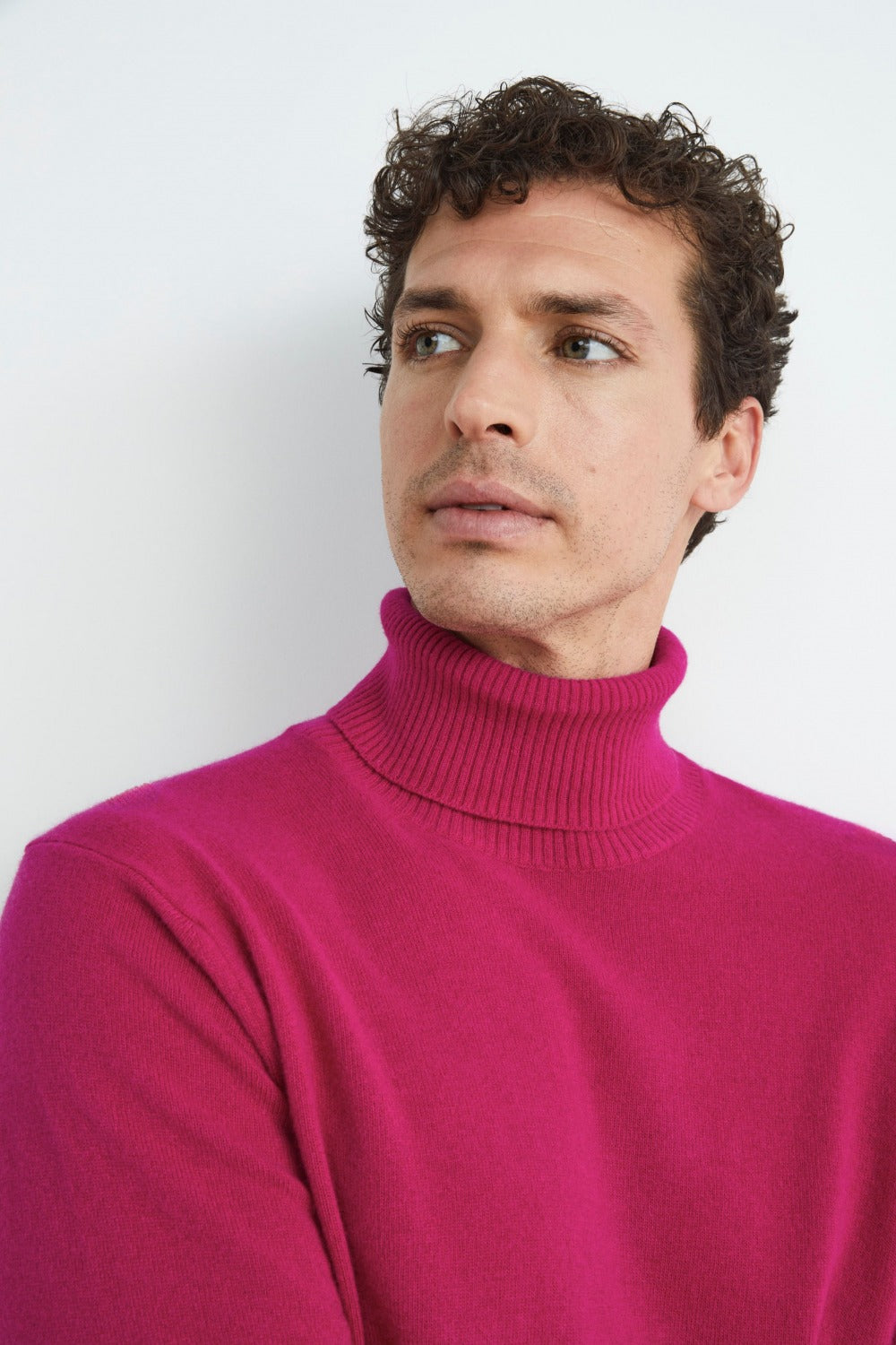 Wool and cashmere turtleneck - MAGENTA