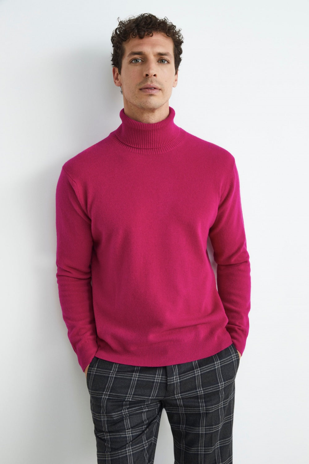 Wool and cashmere turtleneck - MAGENTA