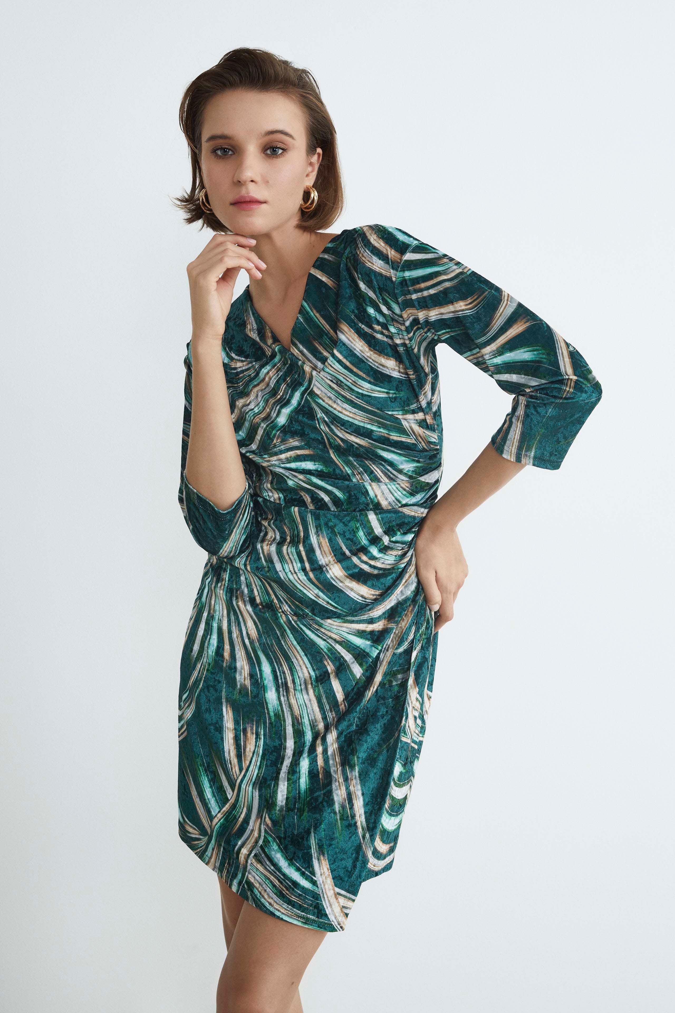 Green velvet dress - Green pattern