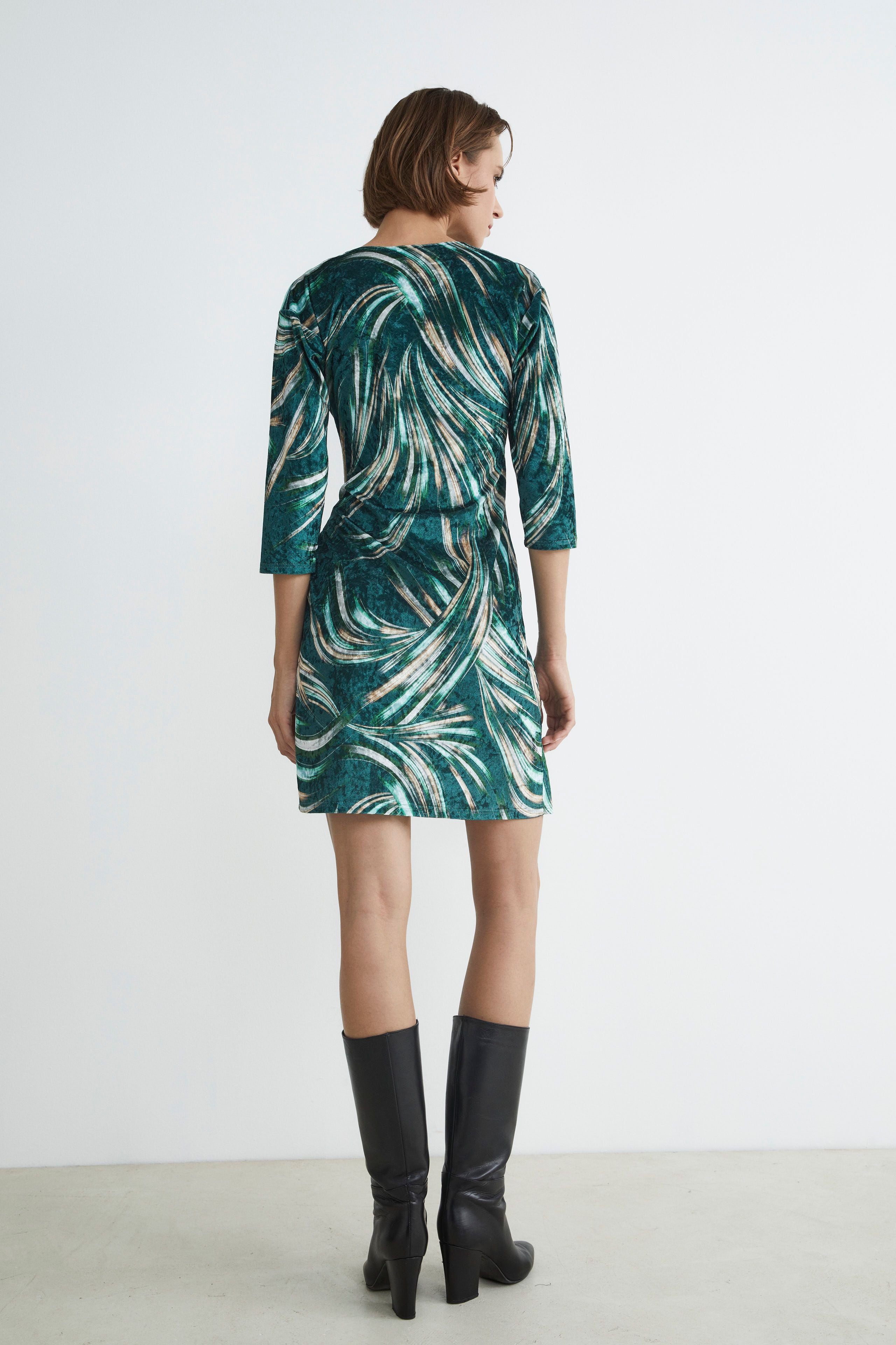 Green velvet dress - Green pattern