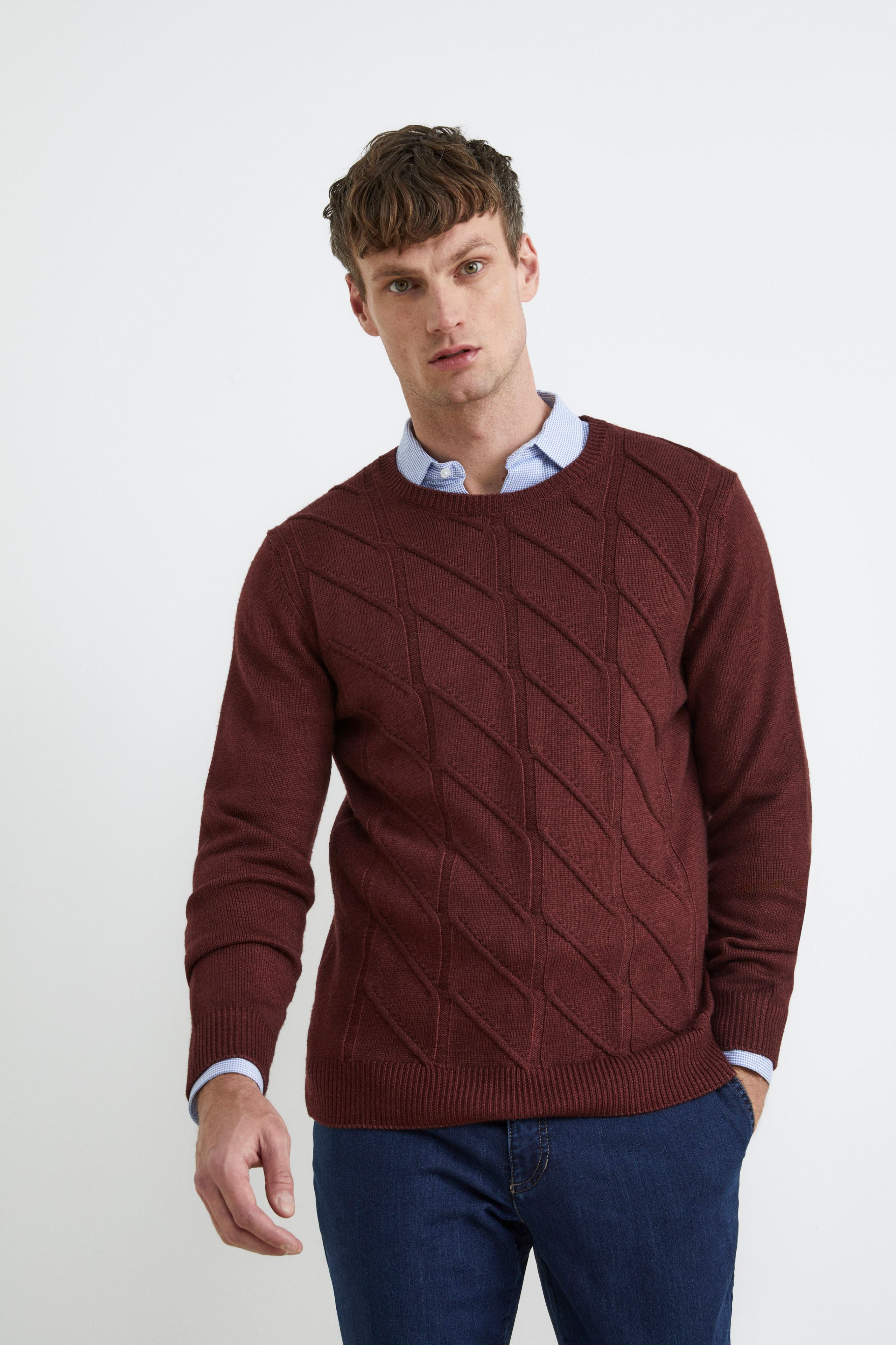 Maglione girocollo con motivo a treccia - VINACCIA