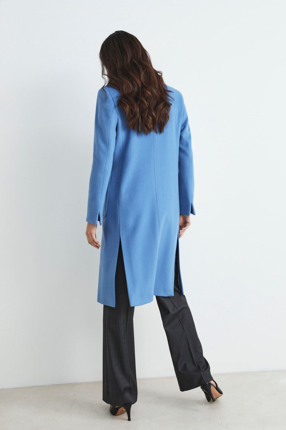 Cappotto midi di lana - AZZURRO