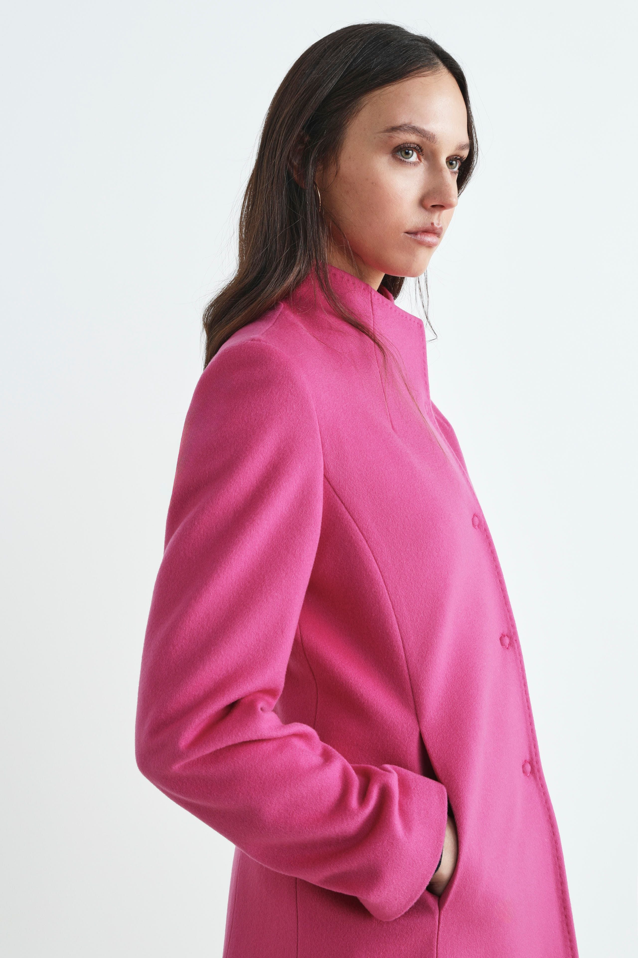 Manteau en laine avec boutons - Fuchsia