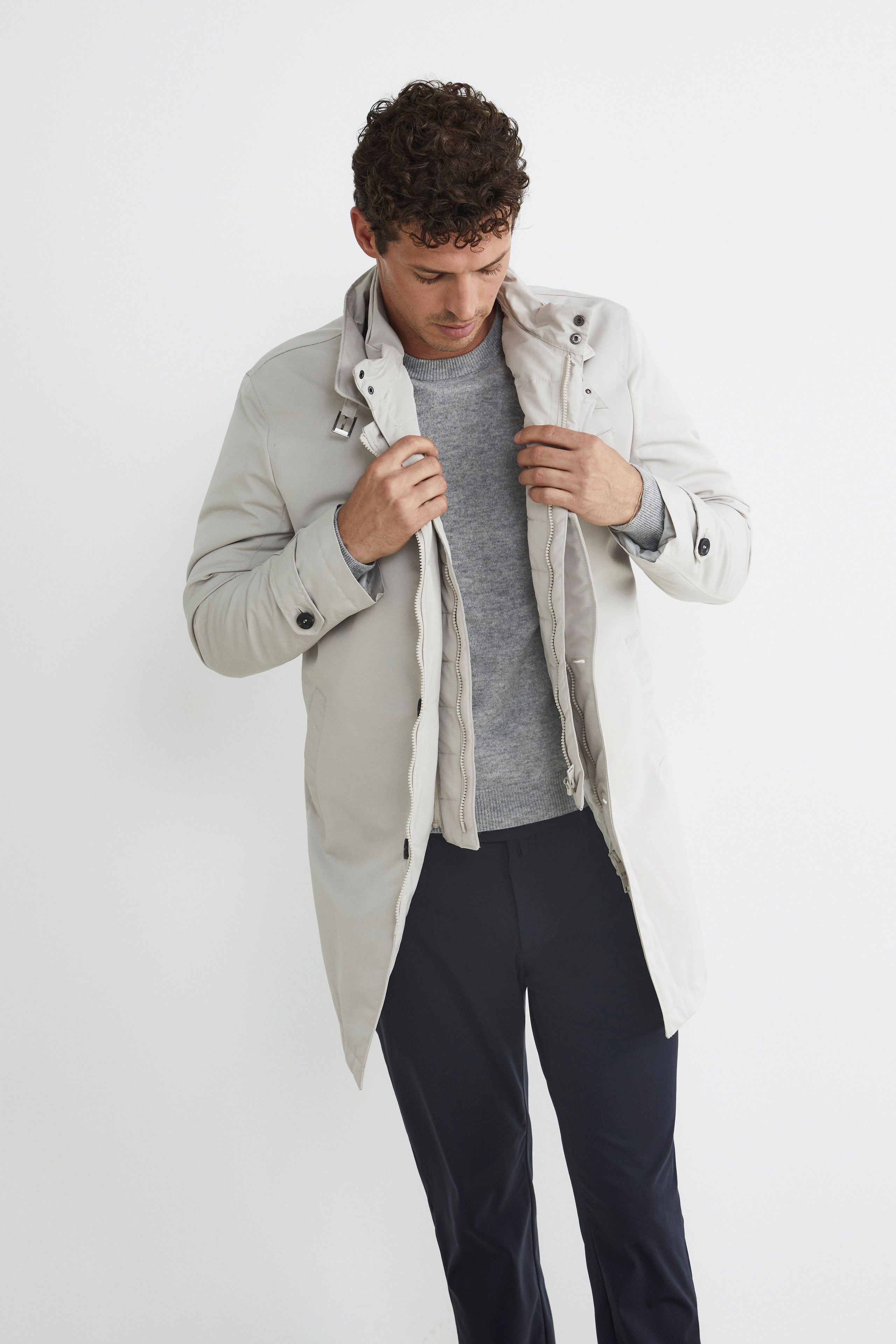 Raincoat with placket - Light grey