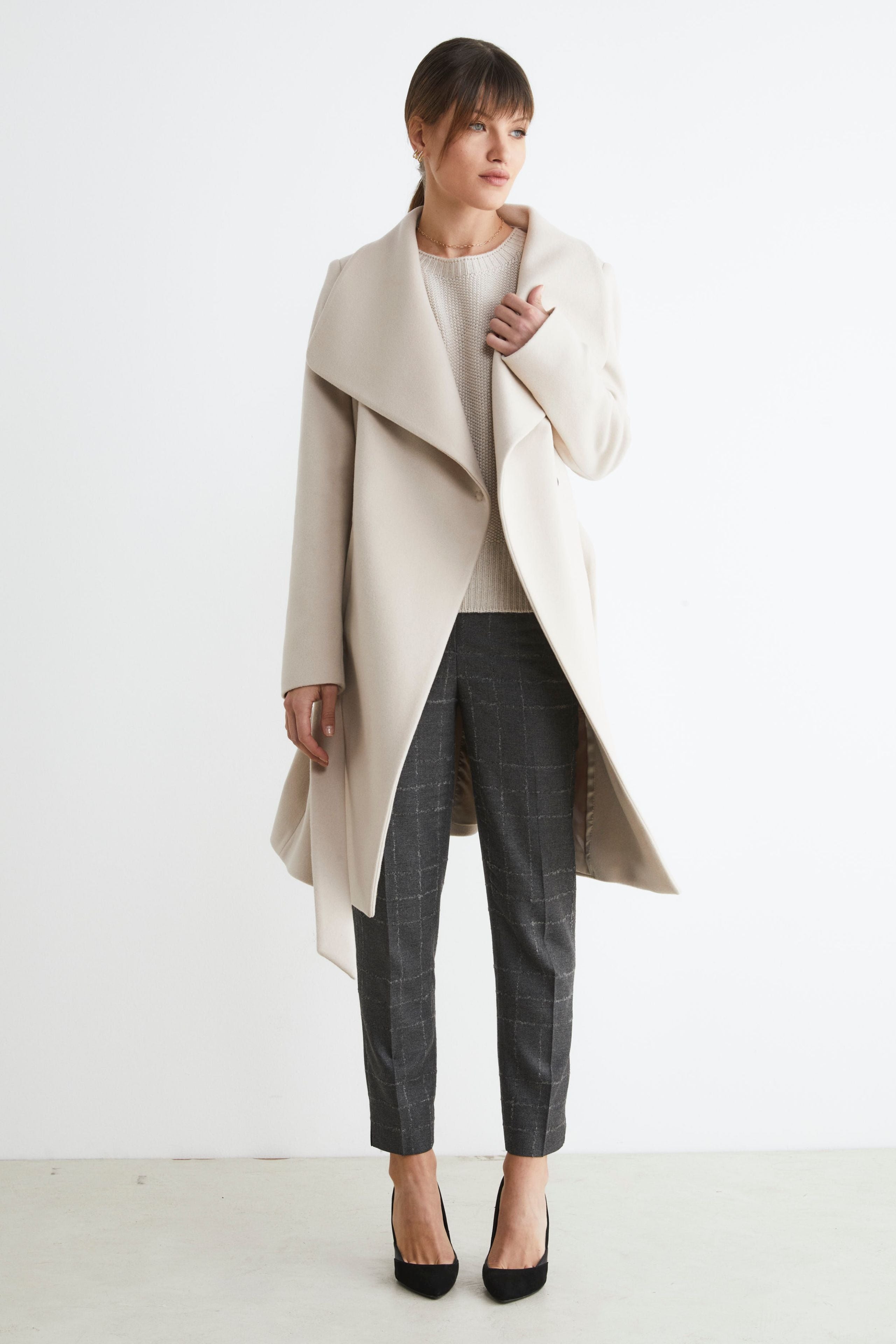 Manteau long avec ceinture - Beige