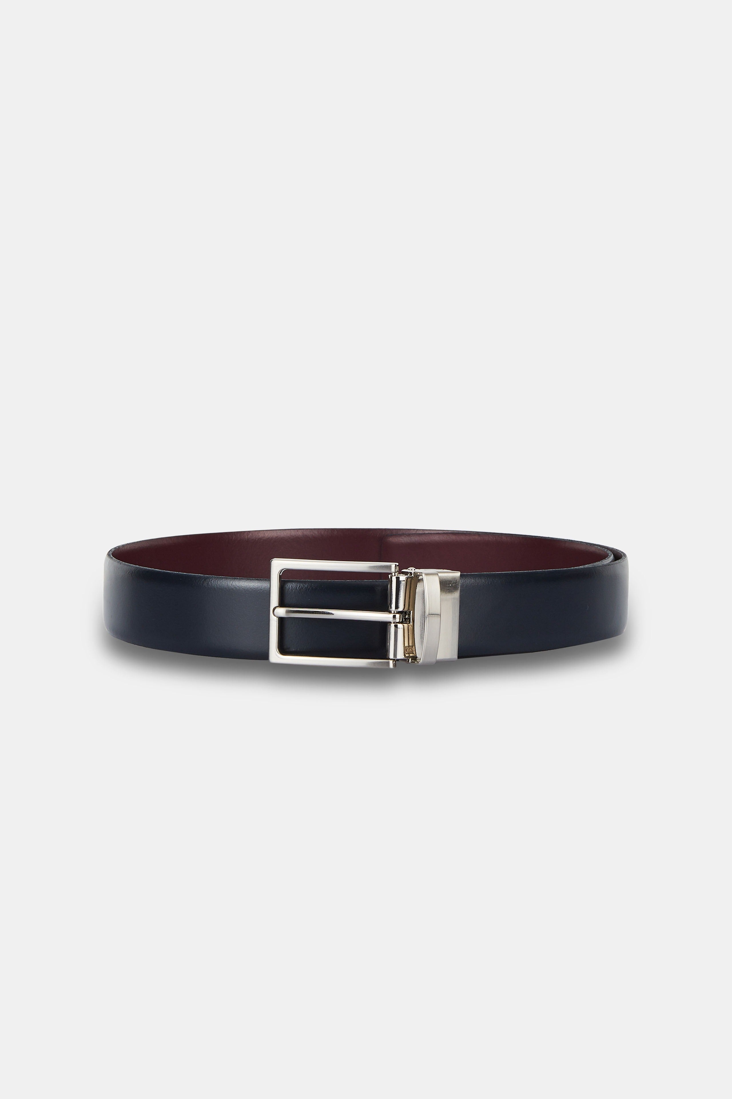 Reversible leather belt - Blue-Burgundy