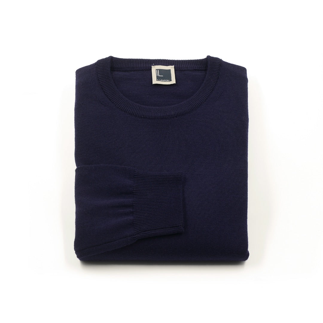 Maglia girocollo in lana - BLU