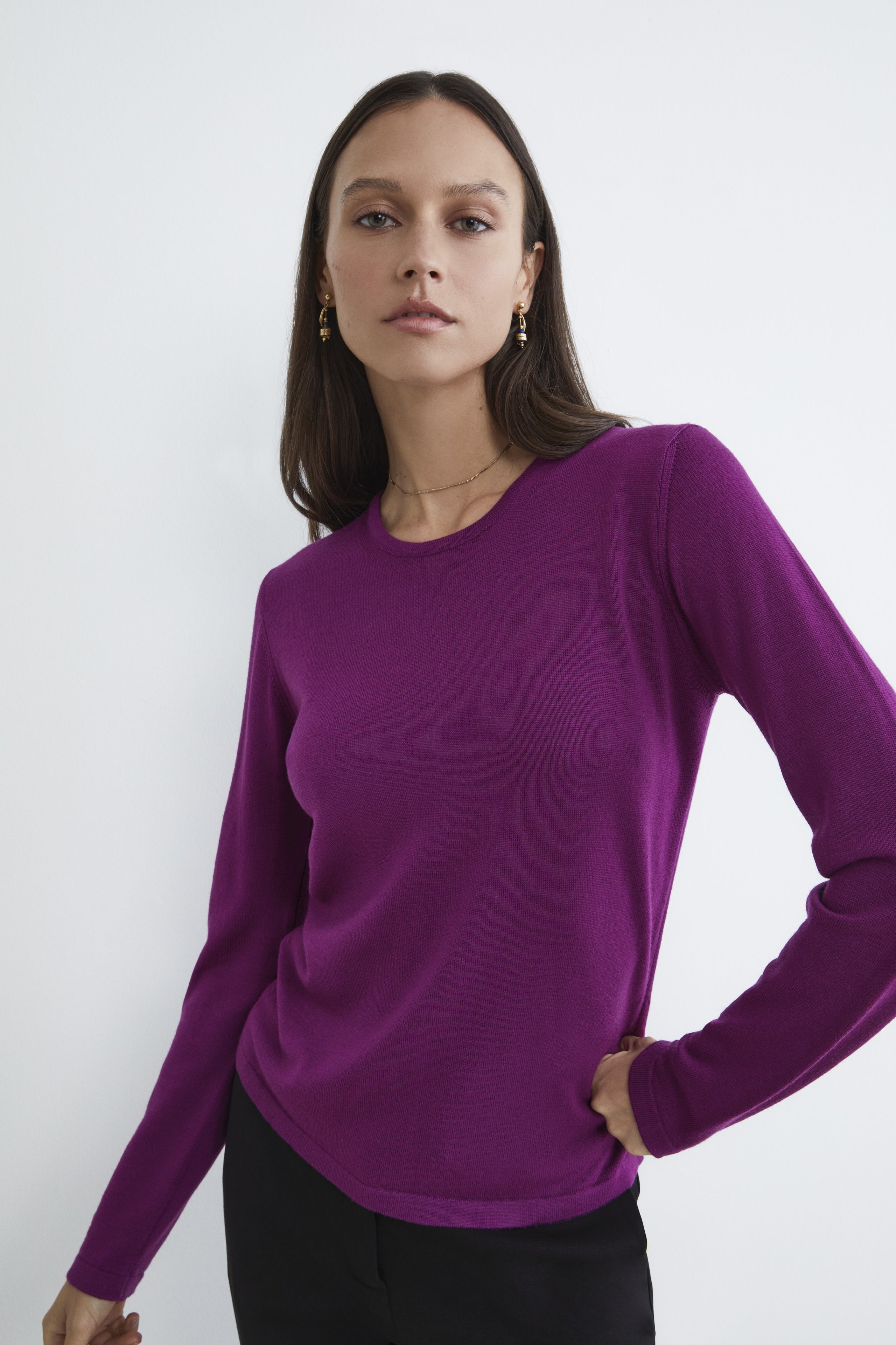 Wollpullover mit Rundhalsausschnitt - PINK