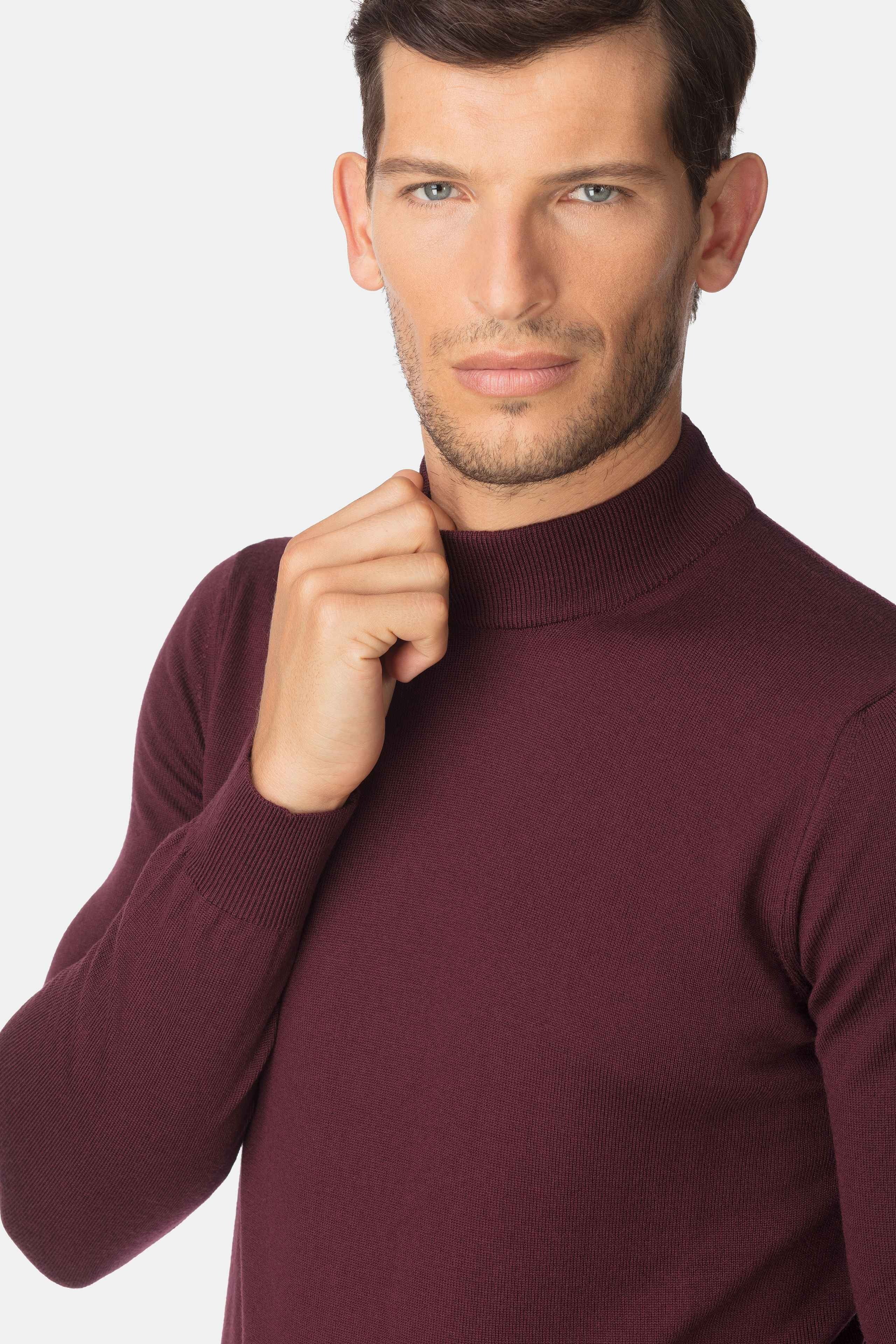 Wool mock turtleneck sweater - Burgundy
