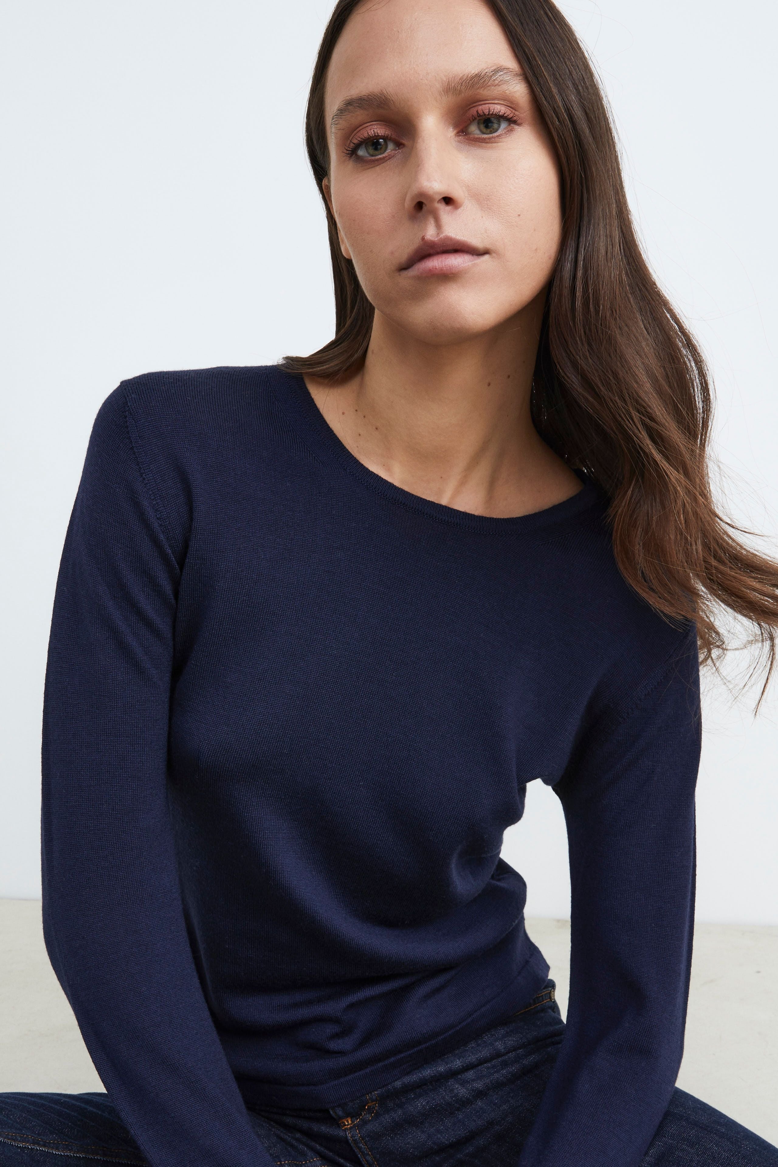 Merino wool crewneck sweater - BLUE